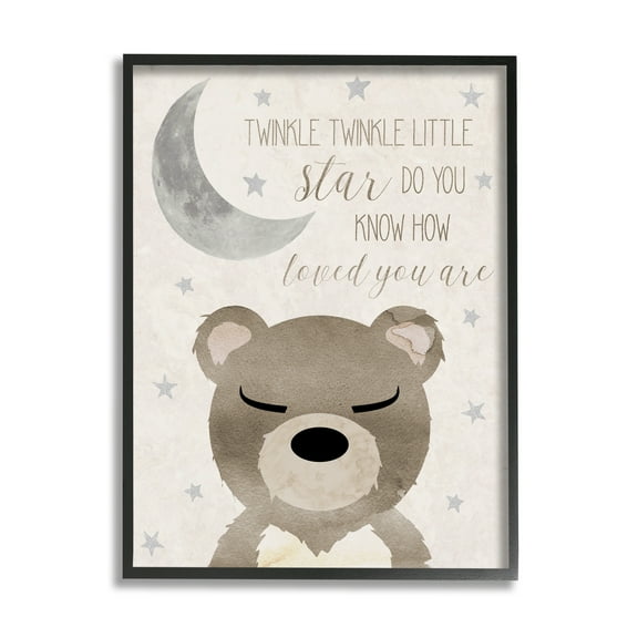 Stupell Industries Soft Twinkle Song Bear Landscape Painting Black Framed Art Print Wall Art, 11 x 14