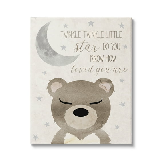 Stupell Industries Soft Twinkle Song Bear Landscape Painting Gallery Wrapped Canvas Art Print Wall Art, 30 x 40