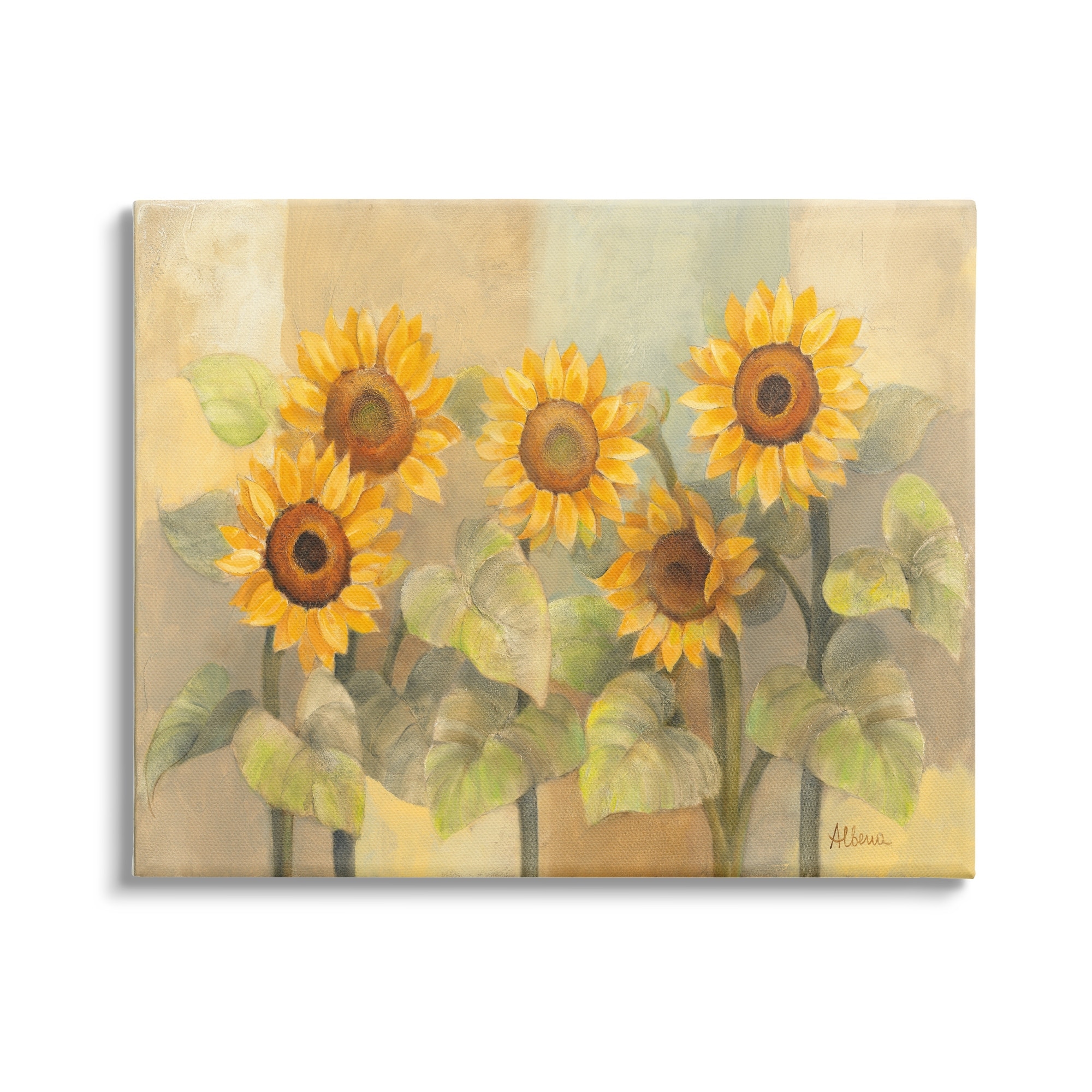 Stupell Industries Soft Vintage Sunflower Floral Field Yellow Green Canvas Wall Art by Albena Hristova