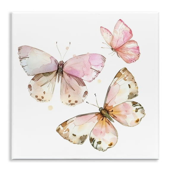 Stupell Industries Soft Watercolor Butterfly Trio Animals Painting Unframed Art Print Wall Art, 12 x 12
