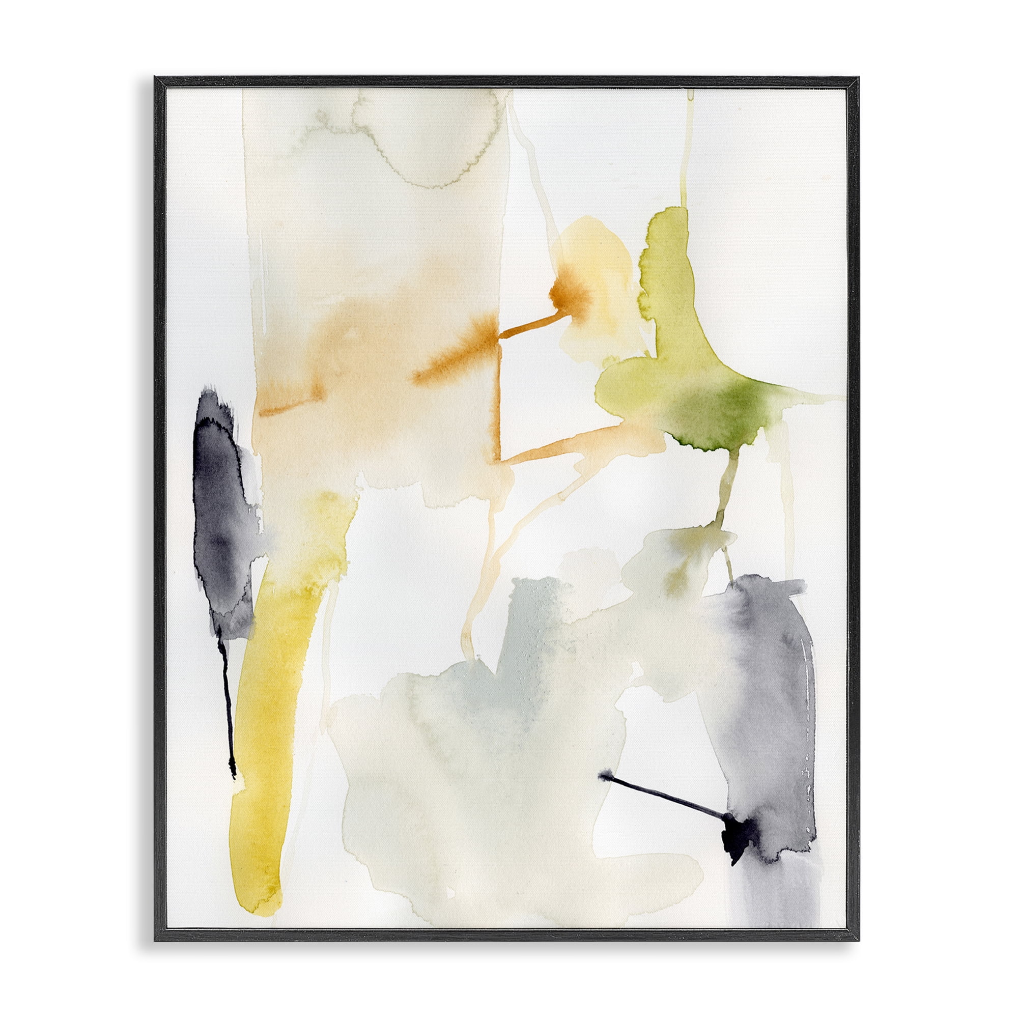 Stupell Industries Soft Watercolor Splashes Abstract Painting Black Framed Art Print Wall Art, 24 x 30