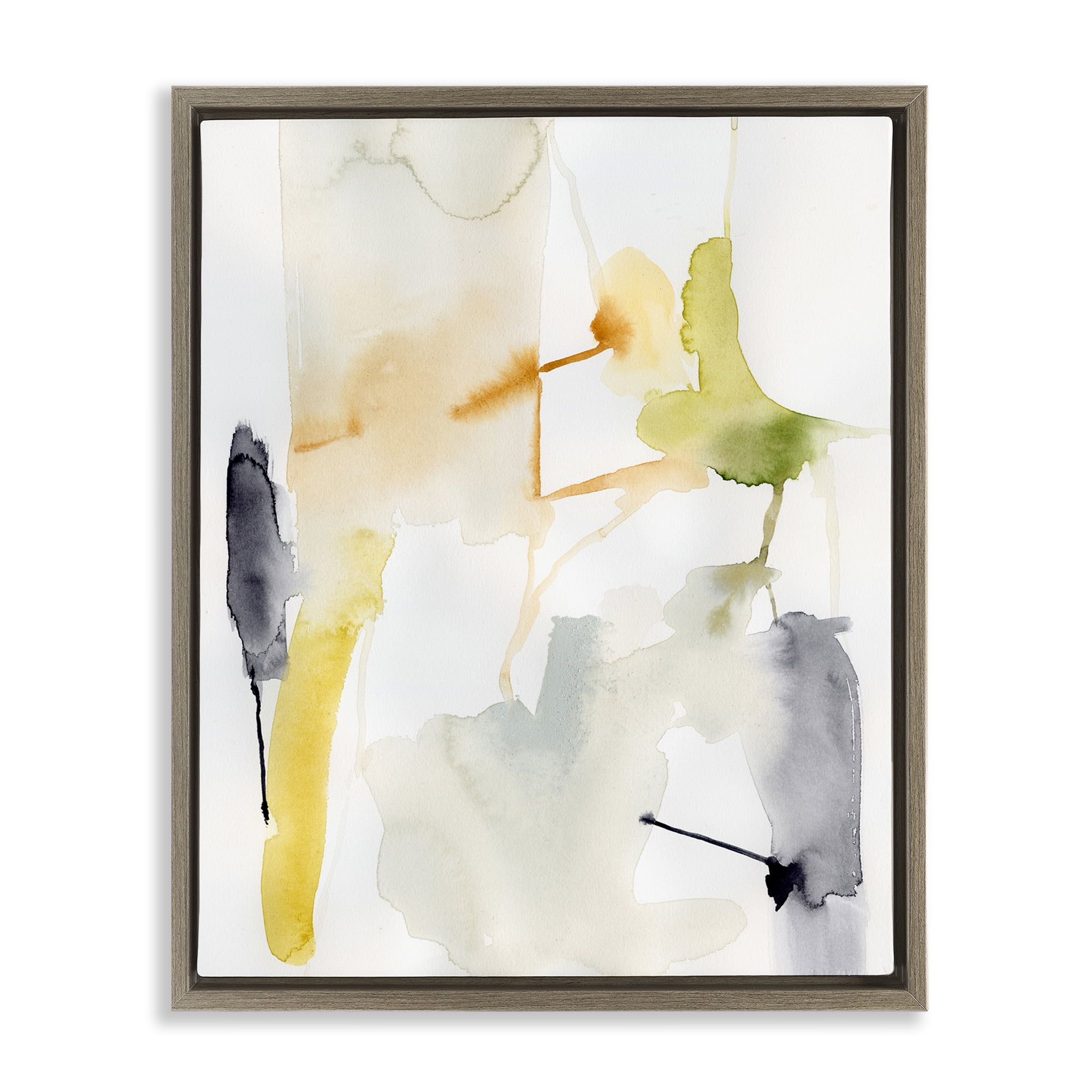 Stupell Industries Soft Watercolor Splashes Abstract Painting Brown Floater Framed Canvas Art Print Wall Art, 25 x 31