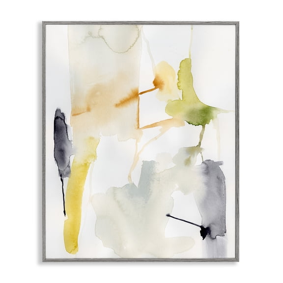 Stupell Industries Soft Watercolor Splashes Abstract Painting Gray Framed Art Print Wall Art, 11 x 14