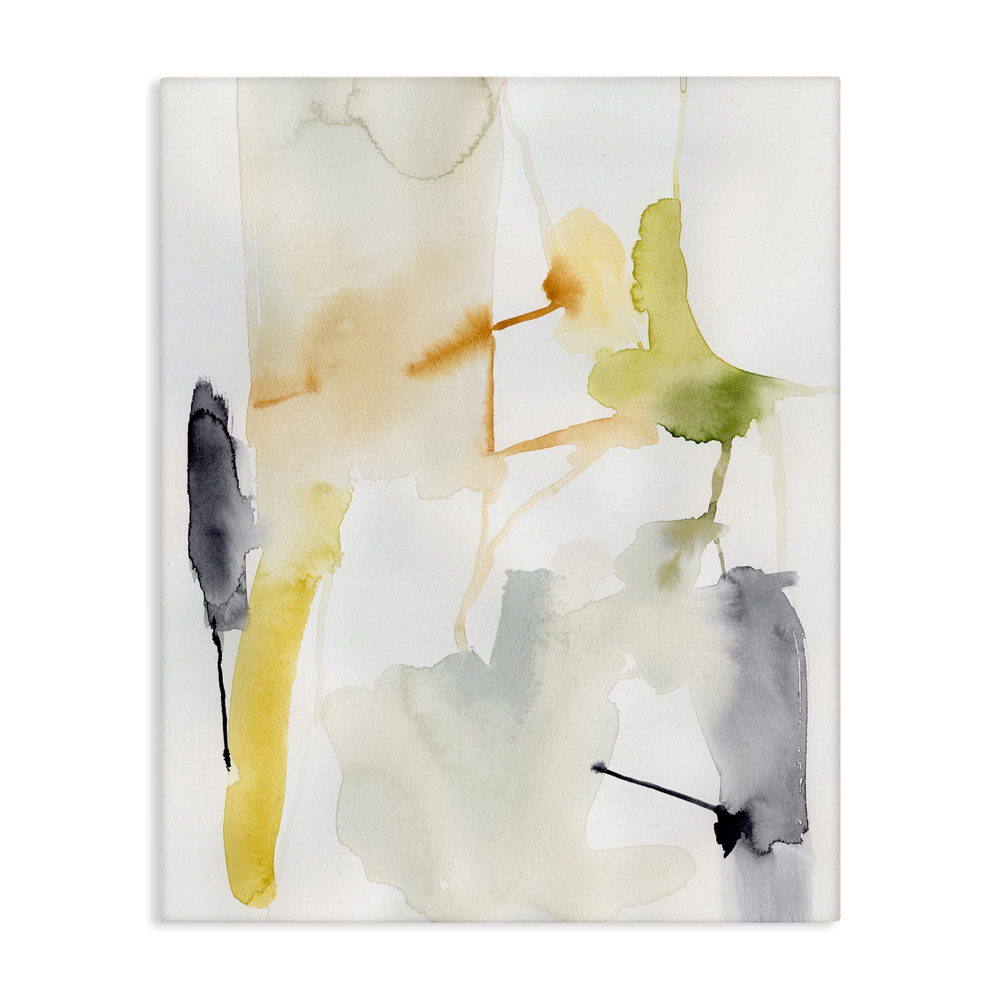 Stupell Industries Soft Watercolor Splashes Abstract Painting Wrapped Canvas Art Print Wall Art, 36 x 48