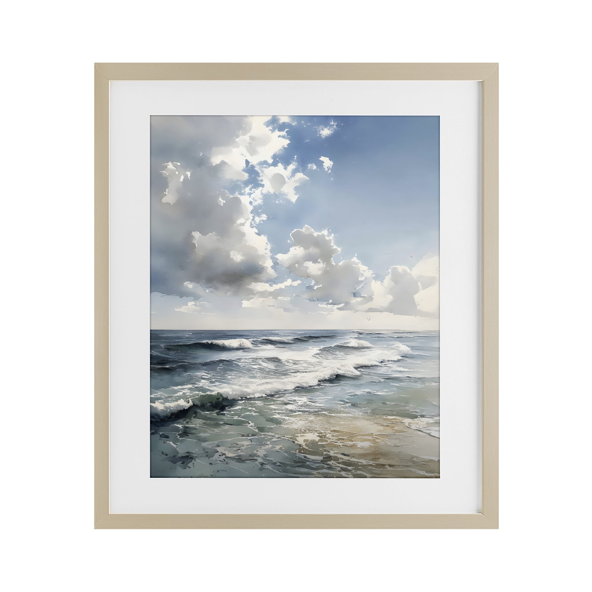 Stupell Industries Soft Waves & Clouds Birch Framed Print Under Glass, design by Franklyn Gregory