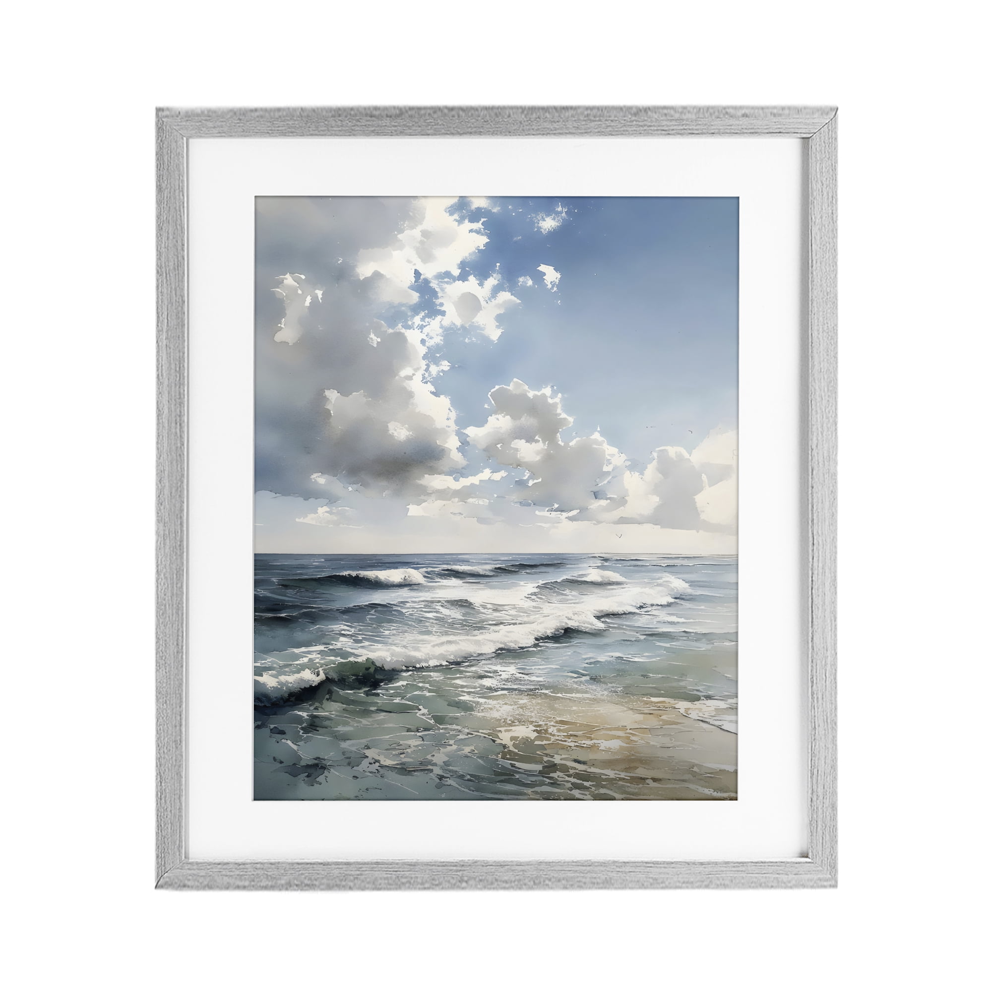 Stupell Industries Soft Waves & Clouds Gray Framed Print Under Glass, design by Franklyn Gregory