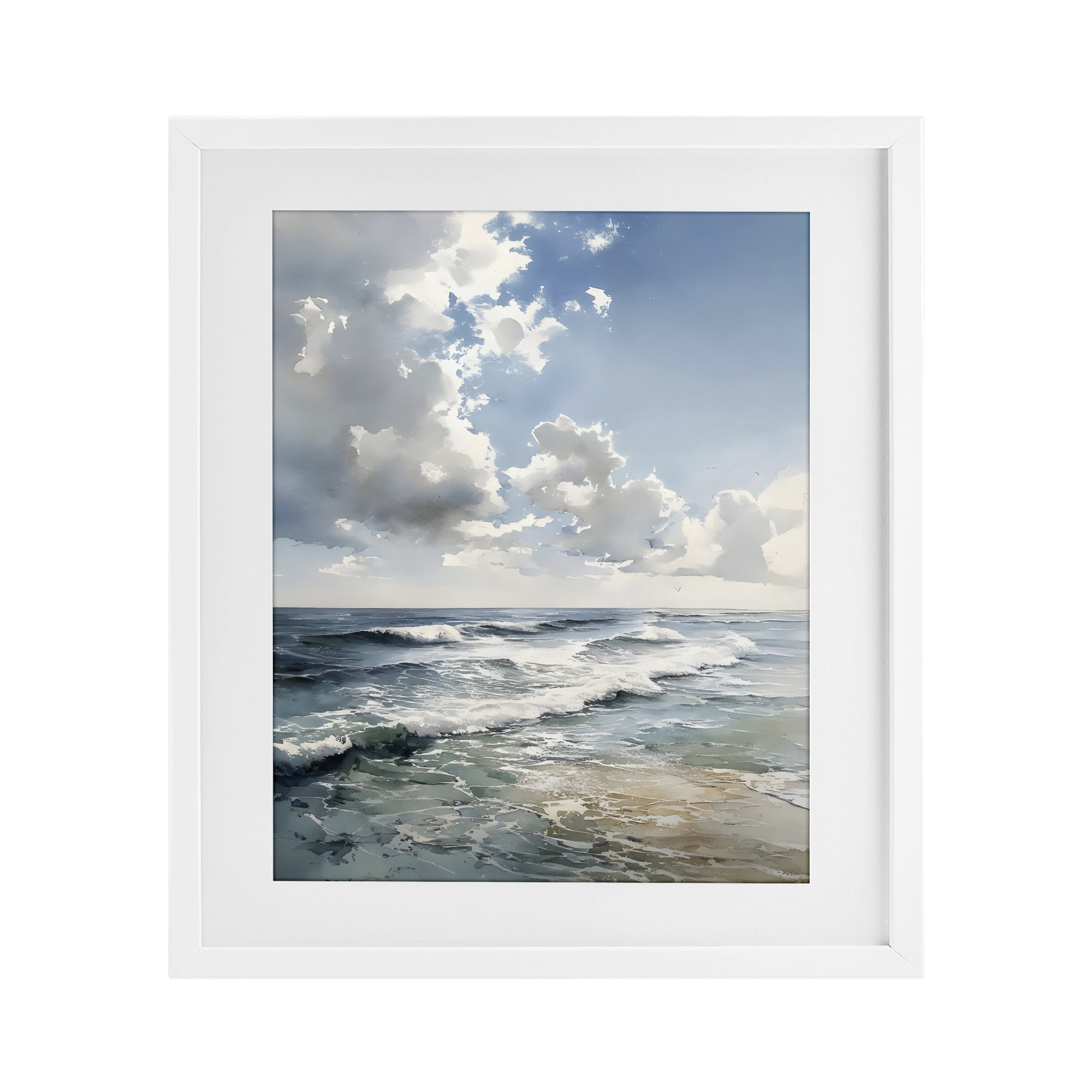 Stupell Industries Soft Waves & Clouds White Framed Print Under Glass, design by Franklyn Gregory