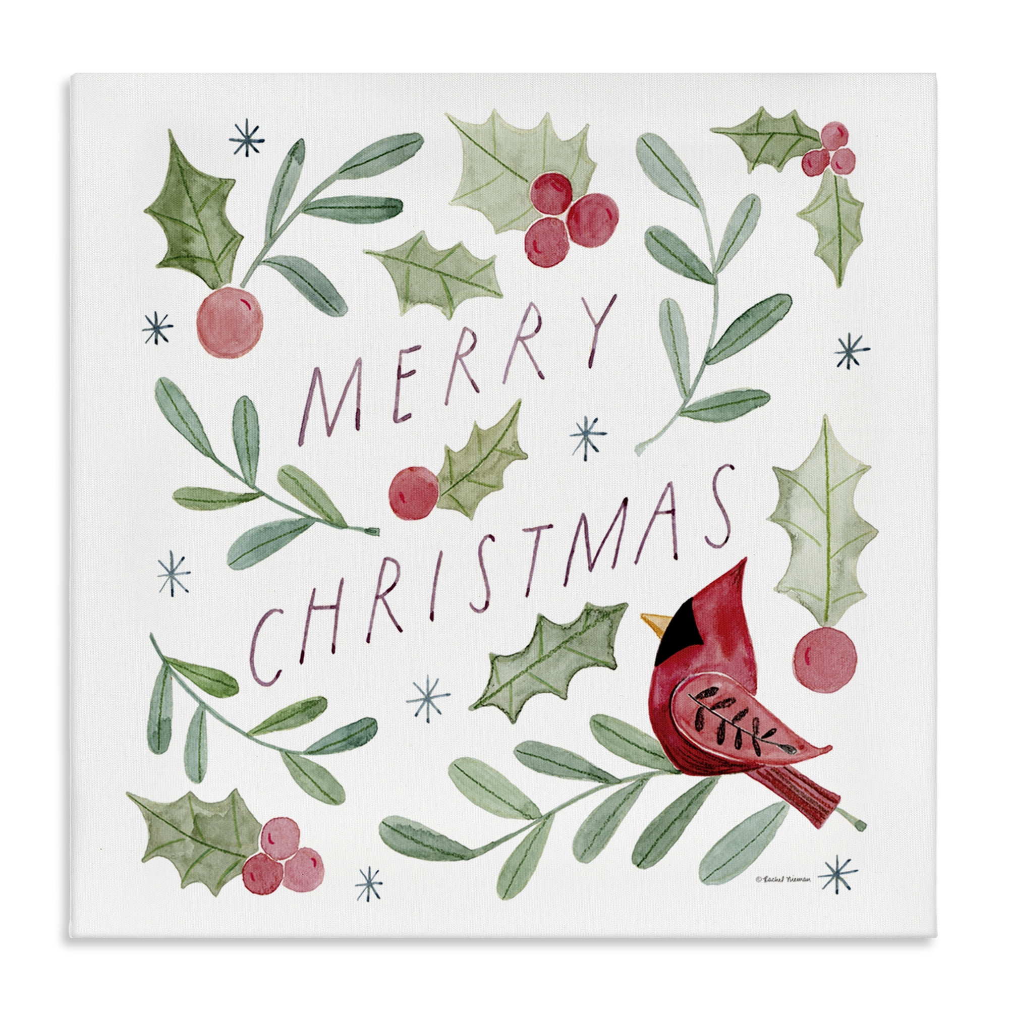 Stupell Industries Soft Whimsical Christmas Holiday Painting Gallery Wrapped Canvas Art Prints Wall Art, 17 x 17