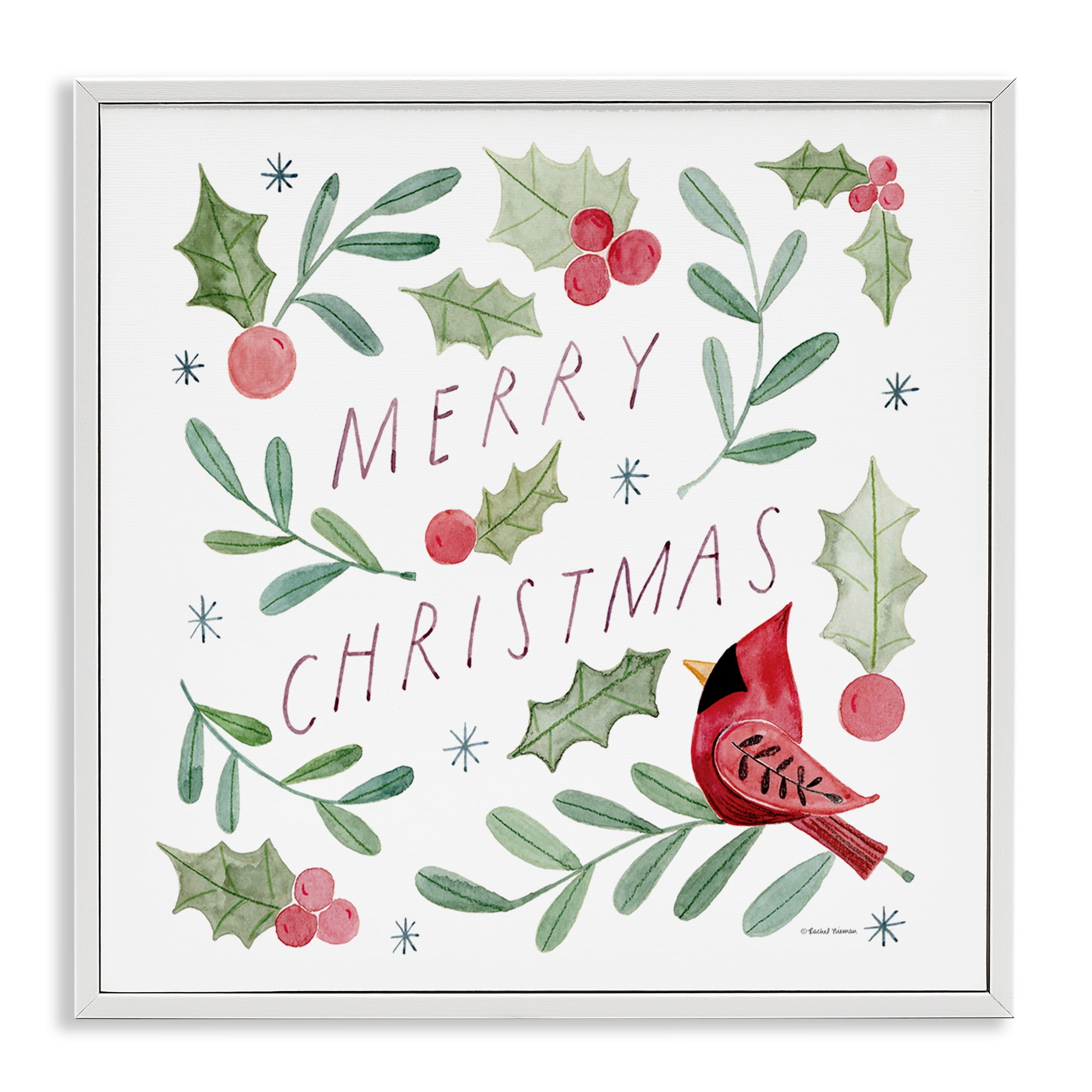Stupell Industries Soft Whimsical Christmas Holiday Painting White Framed Art Prints Wall Art, 12 x 12
