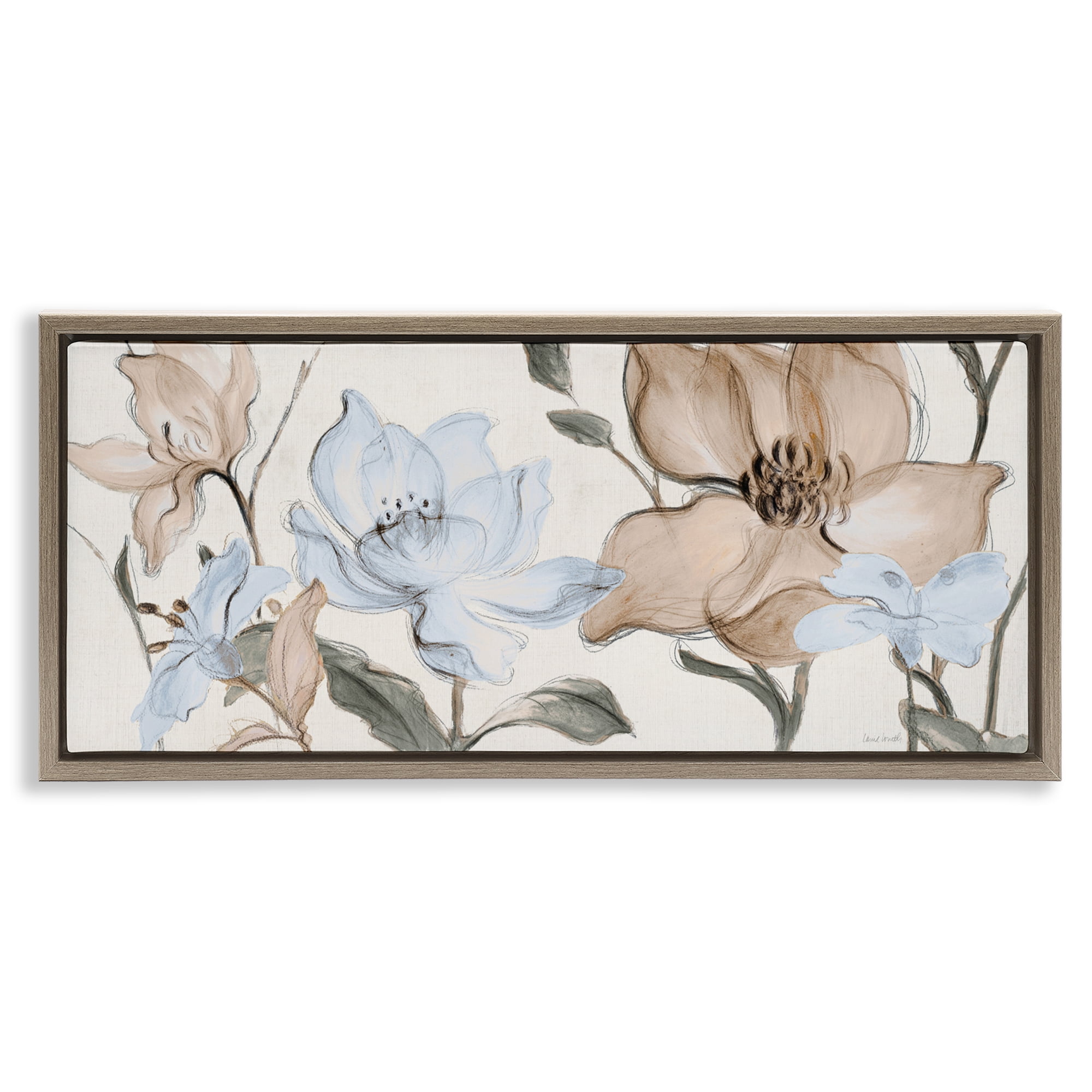 Stupell Industries Soft Whispering Florals Brown Framed Floater Canvas Wall Art, design by Lanie Loreth