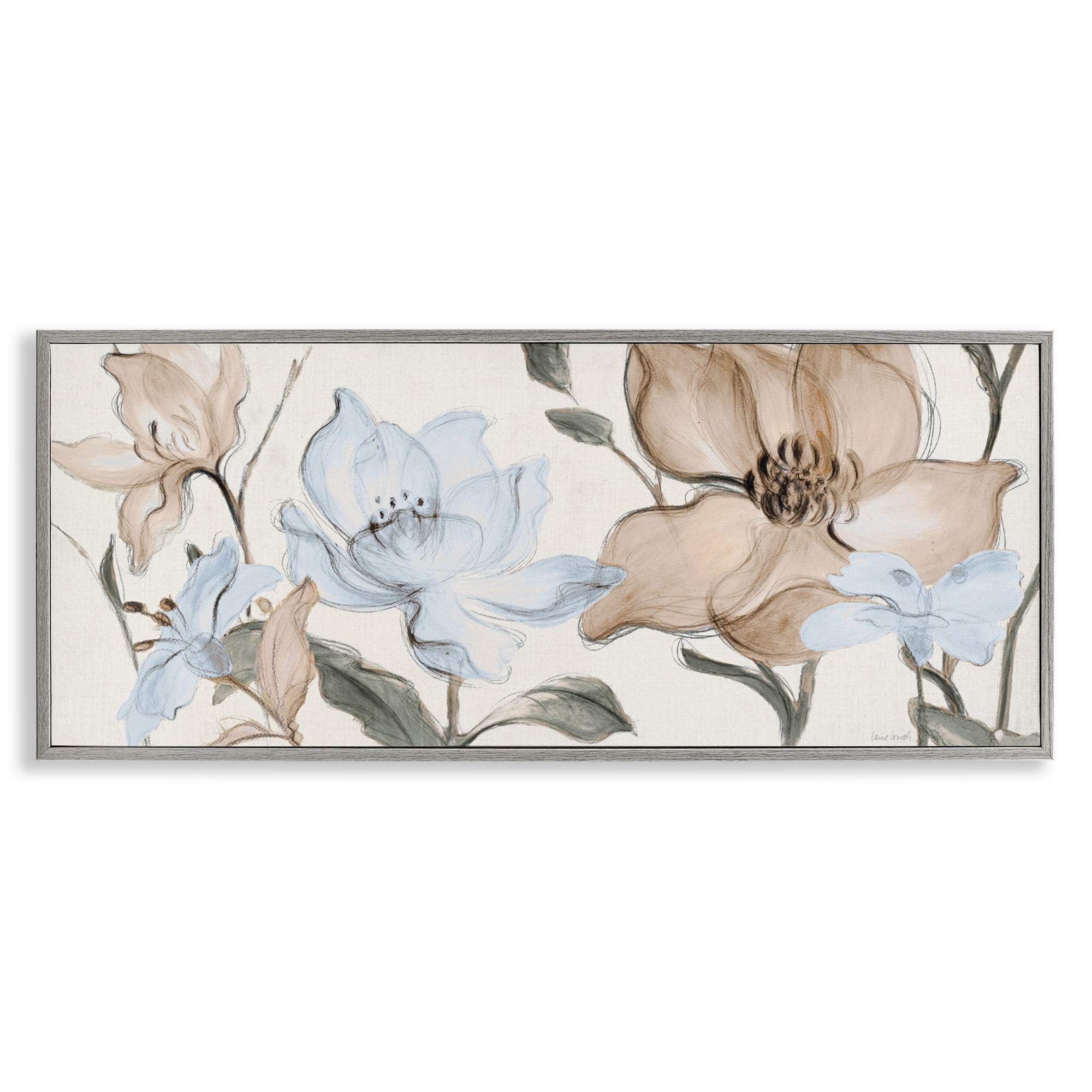 Stupell Industries Soft Whispering Florals Gray Framed Giclee Art, design by Lanie Loreth