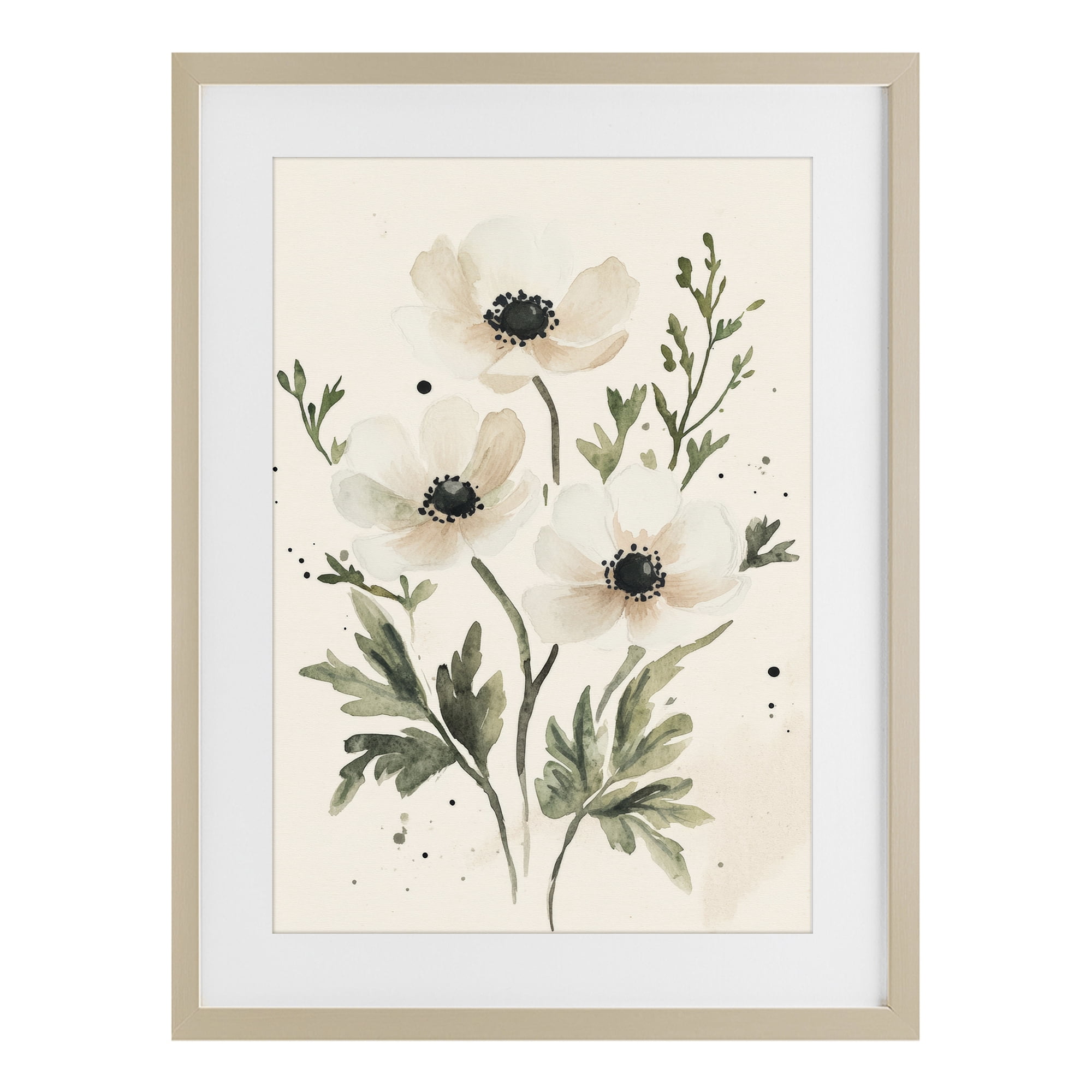 Stupell Industries Soft White Anemone Floral Birch Framed Print Under Glass, design by Petal Prints Design