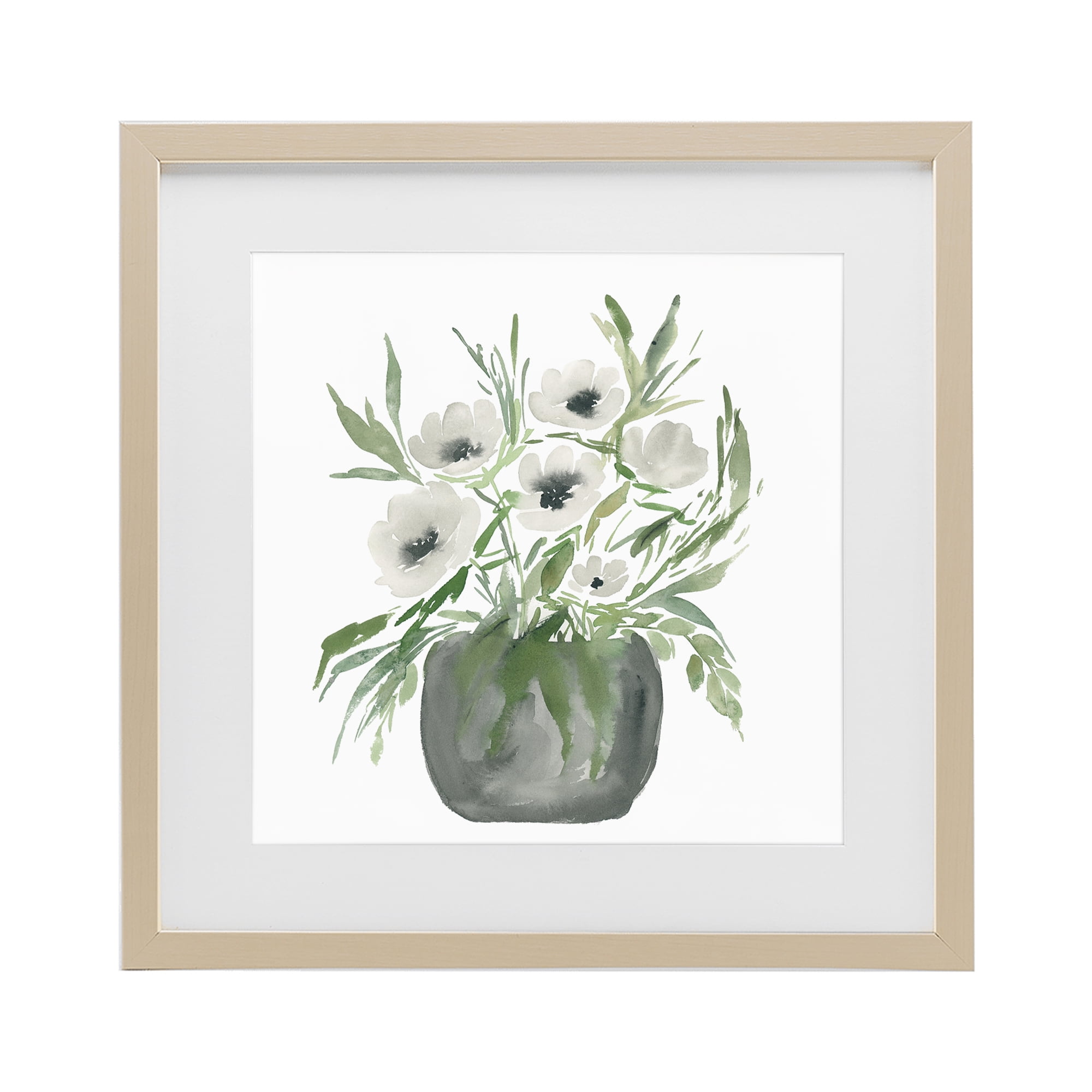 Stupell Industries Soft White Anemones Birch Framed Print Under Glass, design by Lucille Price