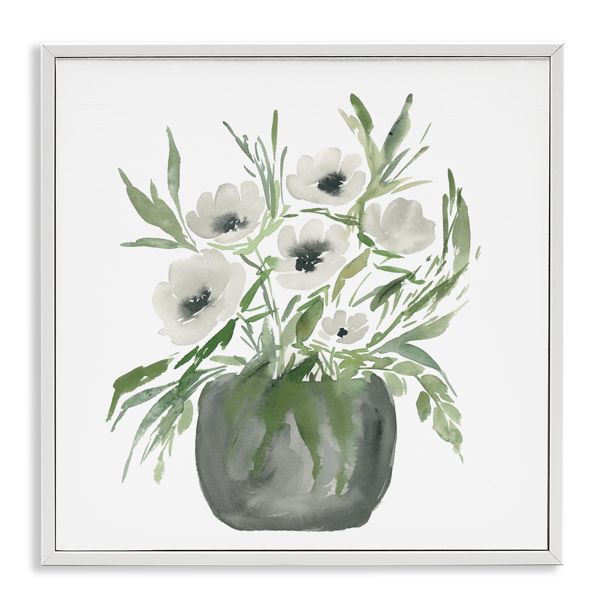 Stupell Industries Soft White Anemones White Framed Giclee Art, design by Lucille Price