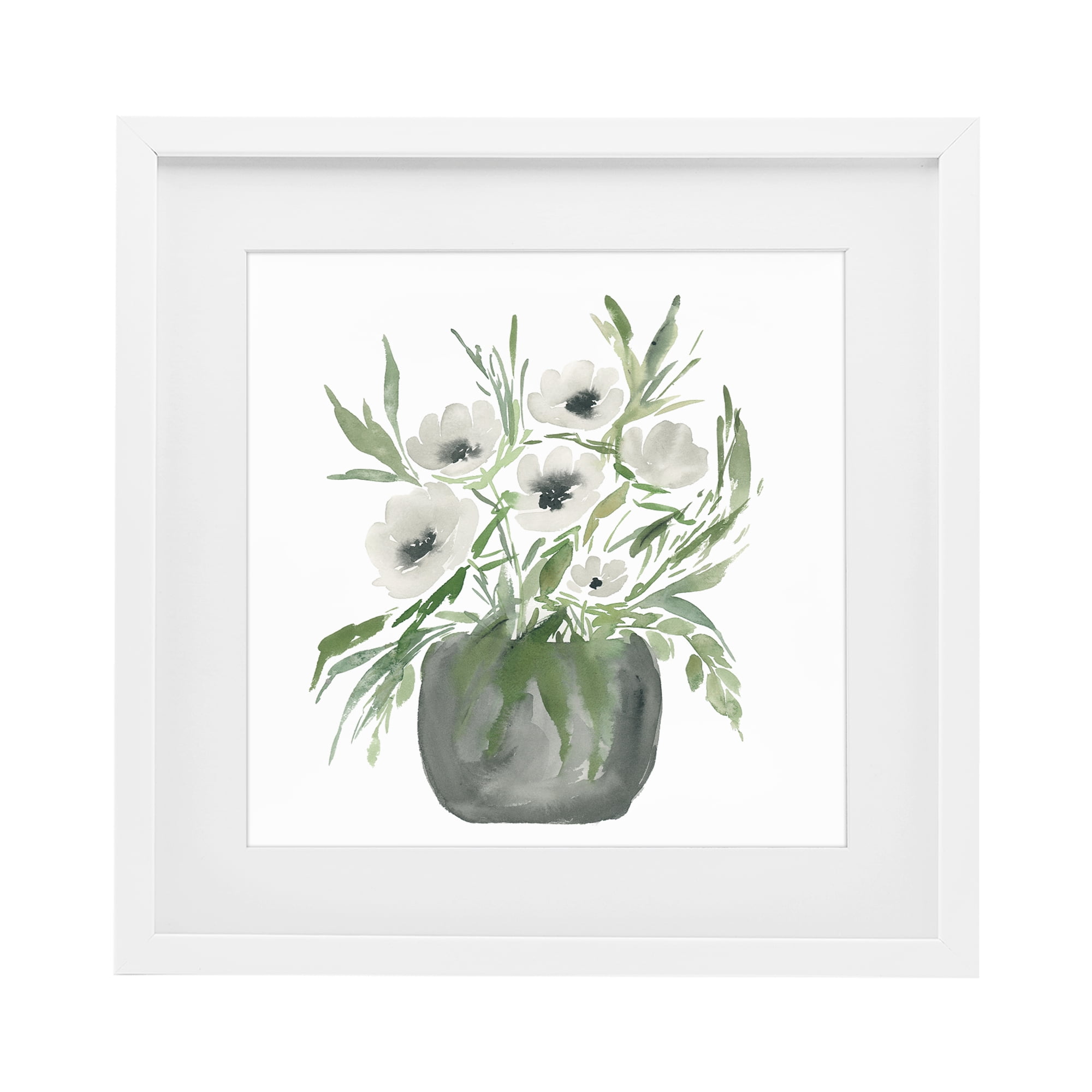 Stupell Industries Soft White Anemones White Framed Print Under Glass, design by Lucille Price