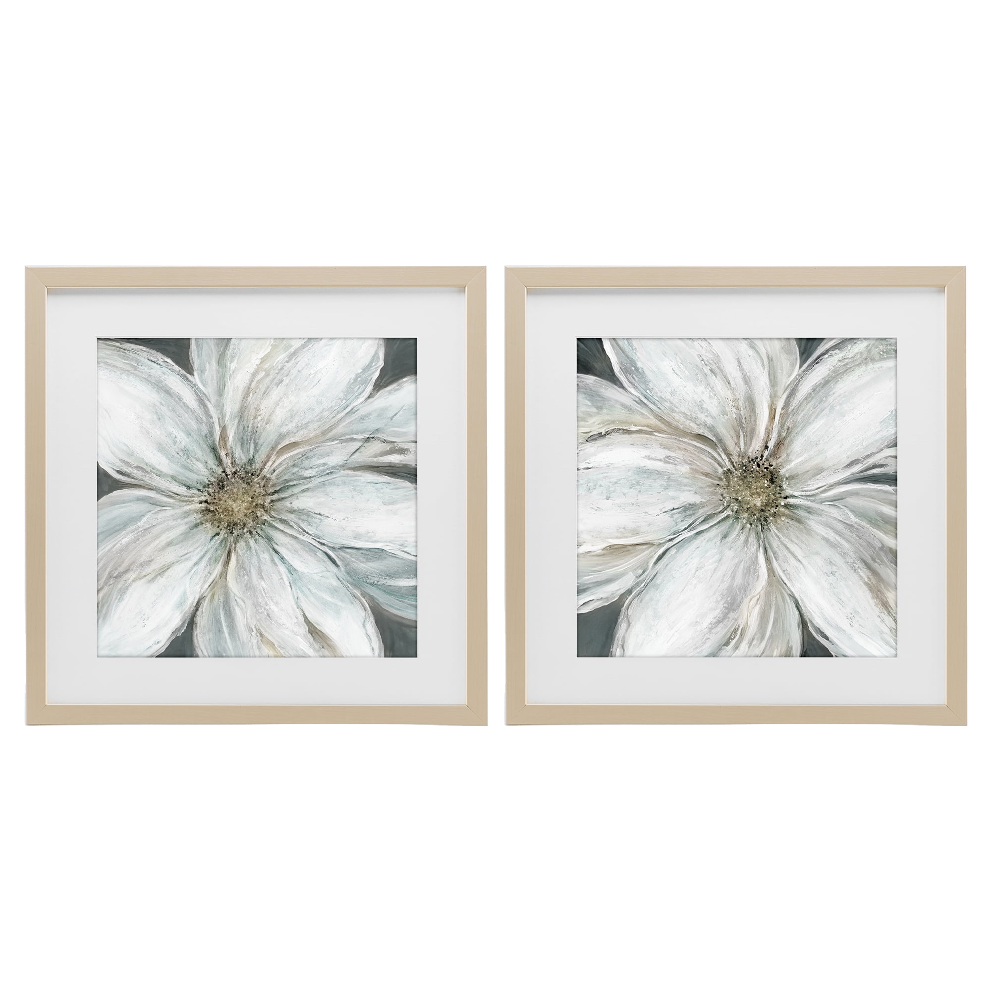 Stupell Industries Soft White Blossoms Closeup 2 Piece Birch Framed Print Under Glass Set, design by Carol Robinson