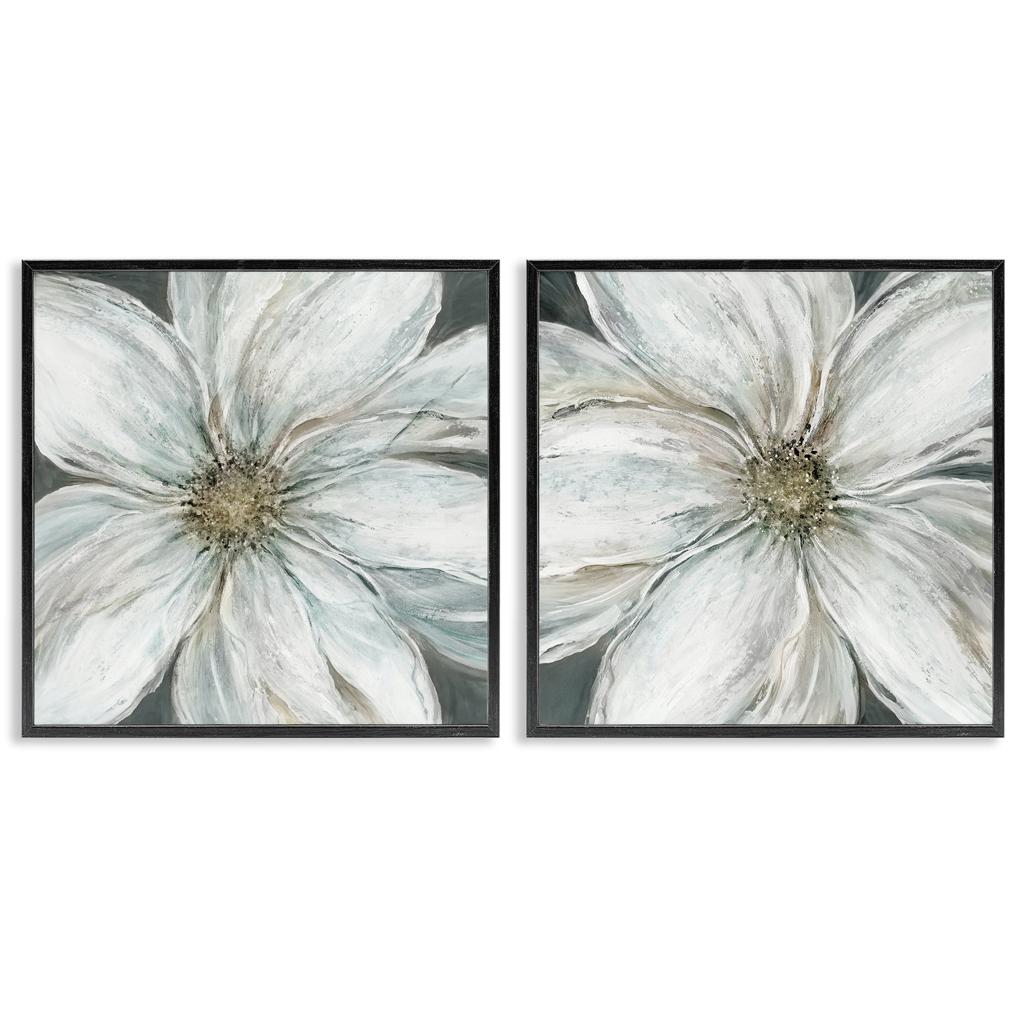 Stupell Industries Soft White Blossoms Closeup 2 Piece Black Framed Giclee Art Set, design by Carol Robinson