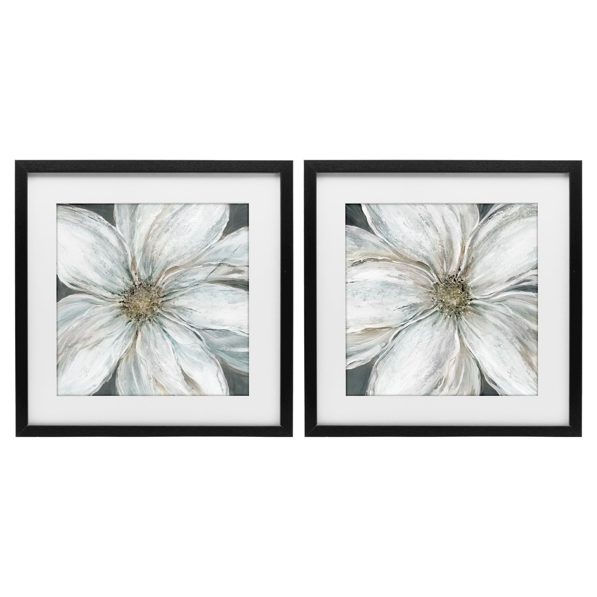 Stupell Industries Soft White Blossoms Closeup 2 Piece Black Framed Print Under Glass Set, design by Carol Robinson