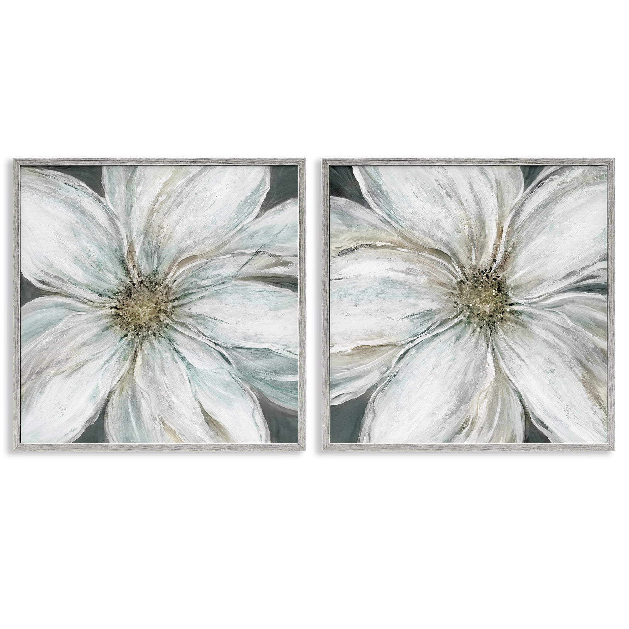 Stupell Industries Soft White Blossoms Closeup 2 Piece Gray Framed Giclee Art Set, design by Carol Robinson