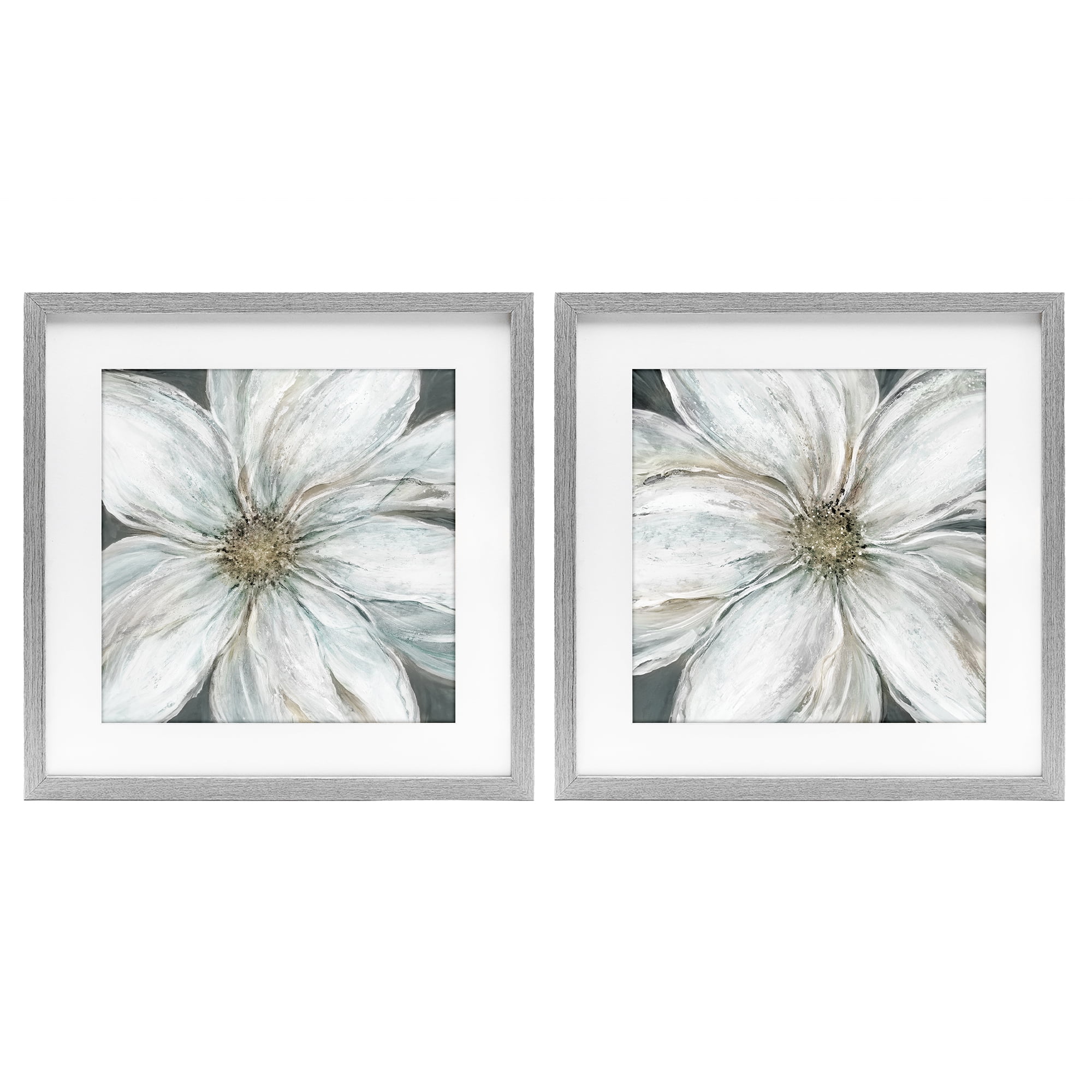 Stupell Industries Soft White Blossoms Closeup 2 Piece Gray Framed Print Under Glass Set, design by Carol Robinson