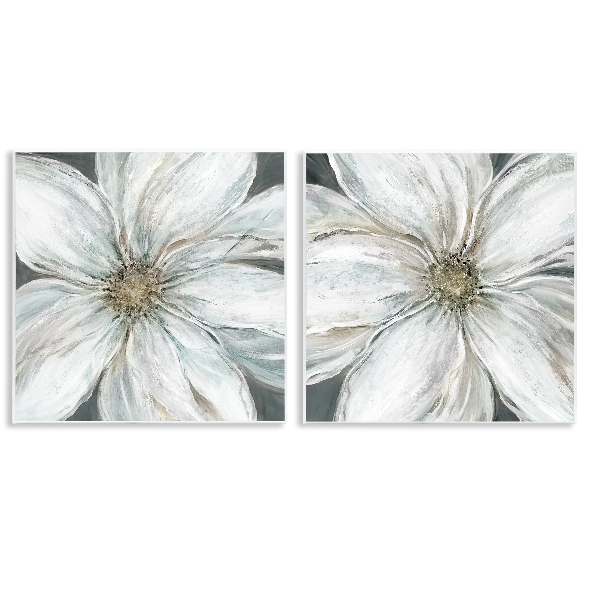 Stupell Industries Soft White Blossoms Closeup 2 Piece Wall Plaque Art Set, design by Carol Robinson