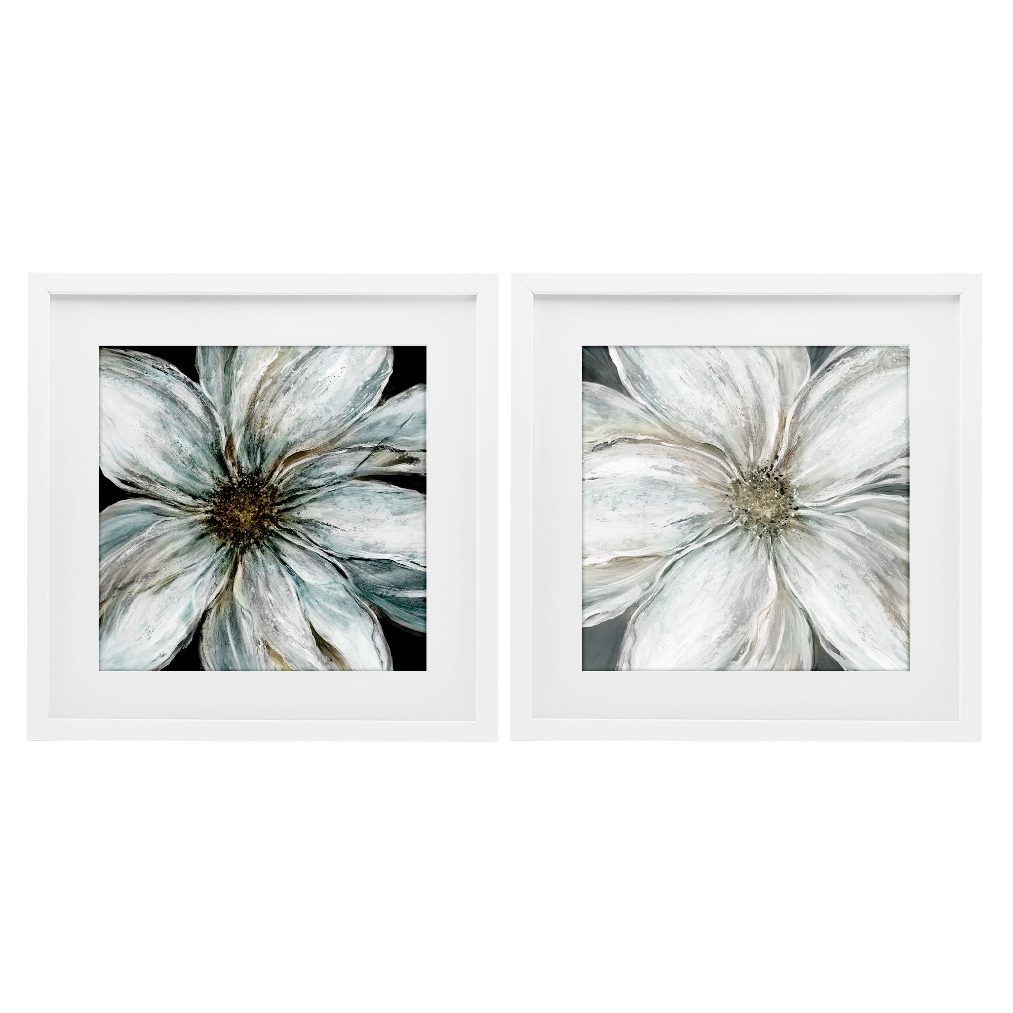Stupell Industries Soft White Blossoms Closeup 2 Piece White Framed Print Under Glass Set, design by Carol Robinson