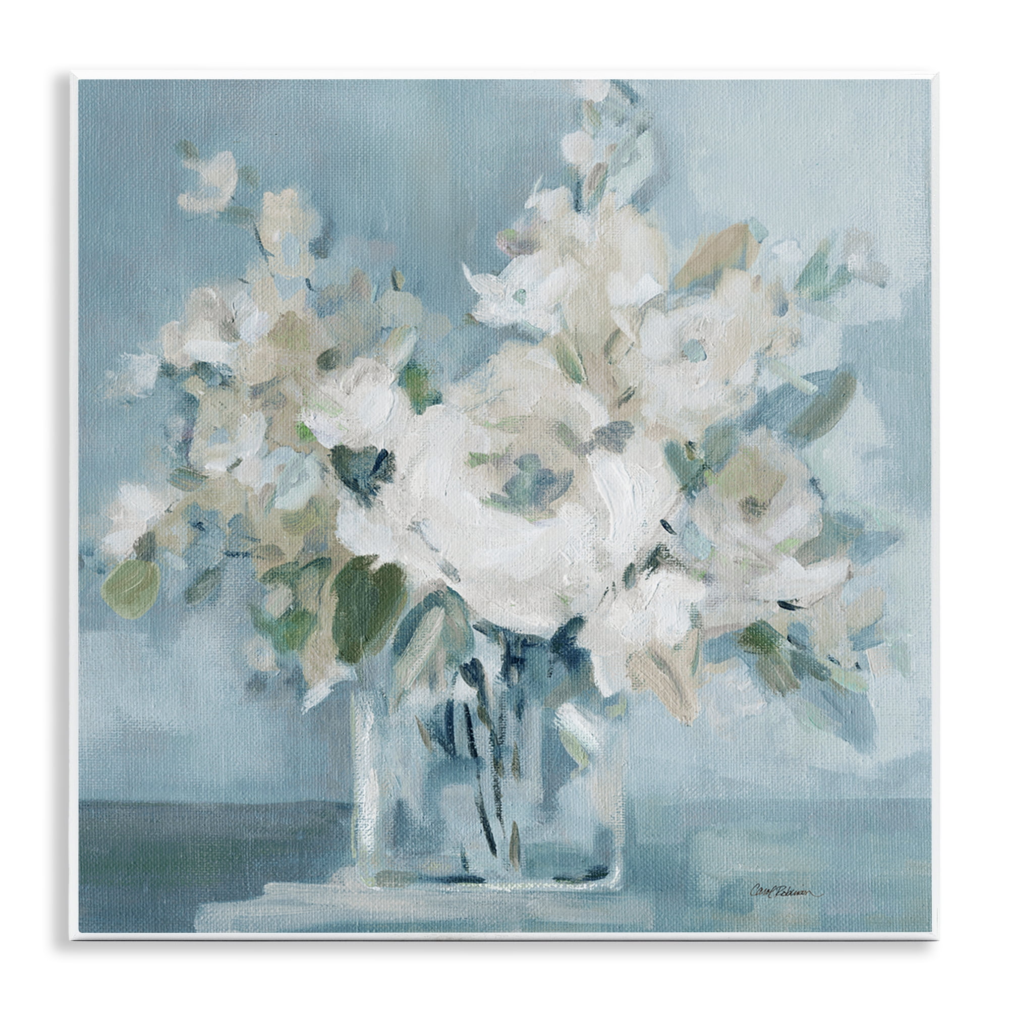Stupell Industries Soft White Blossoms Vase Plants & Flowers Painting Unframed Art Print Wall Art, 12 x 12