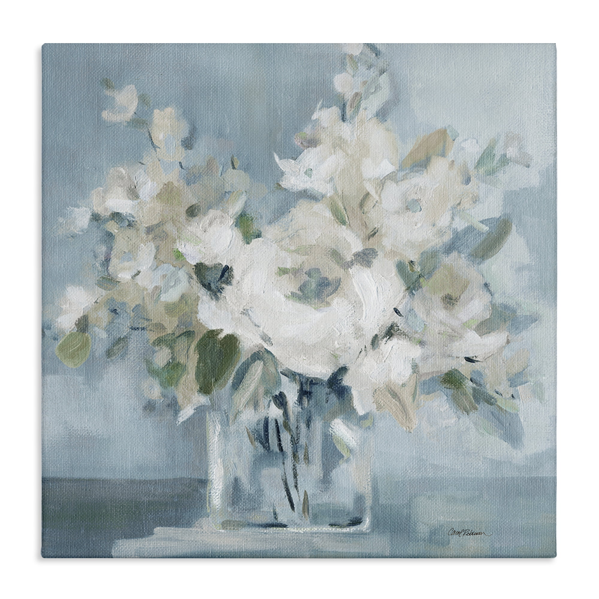 Stupell Industries Soft White Blossoms Vase Plants & Flowers Painting Wrapped Canvas Art Print Wall Art, 36 x 36