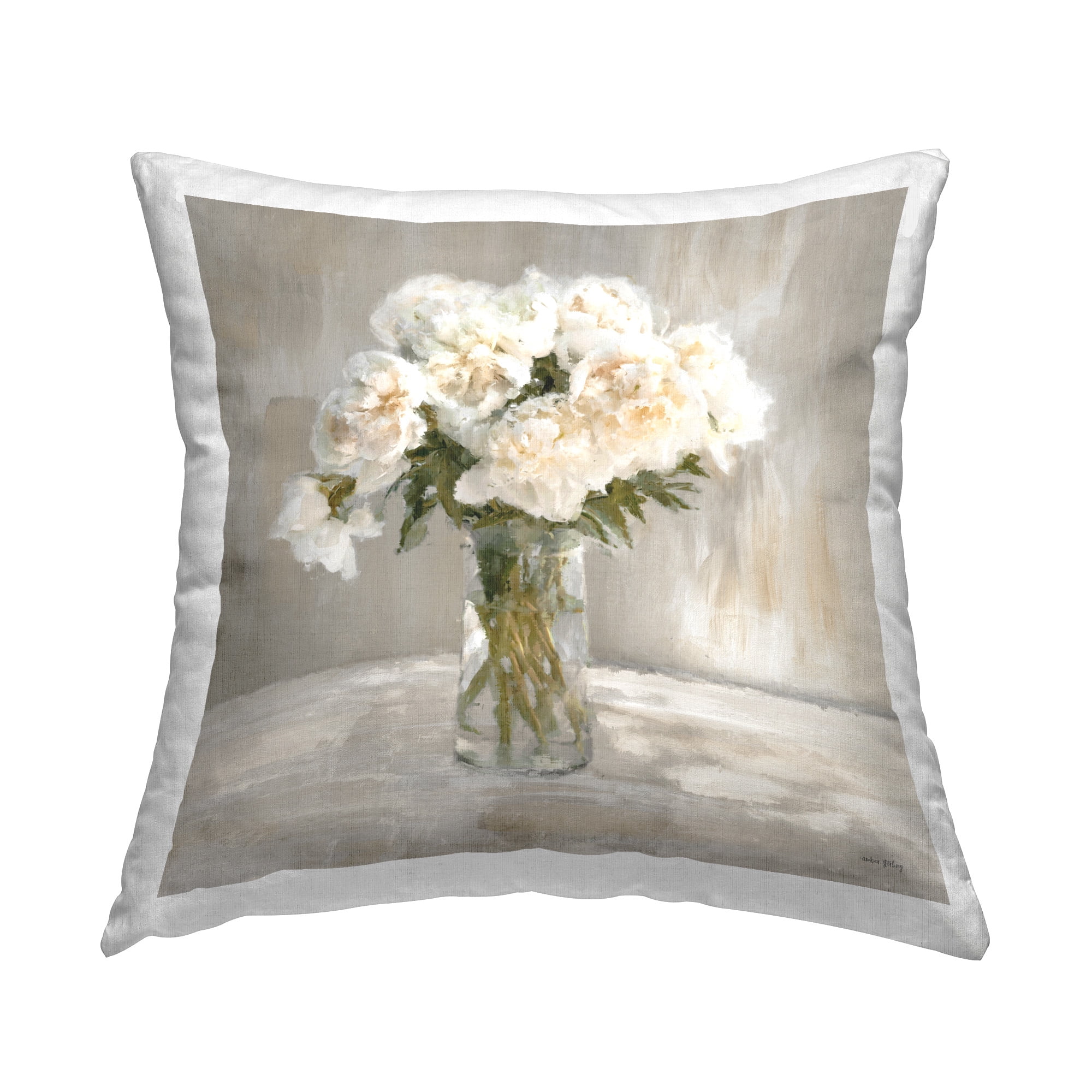 Stupell Industries Soft White Bouquet Decorative Printed Throw Pillow Design by Amber Sterling