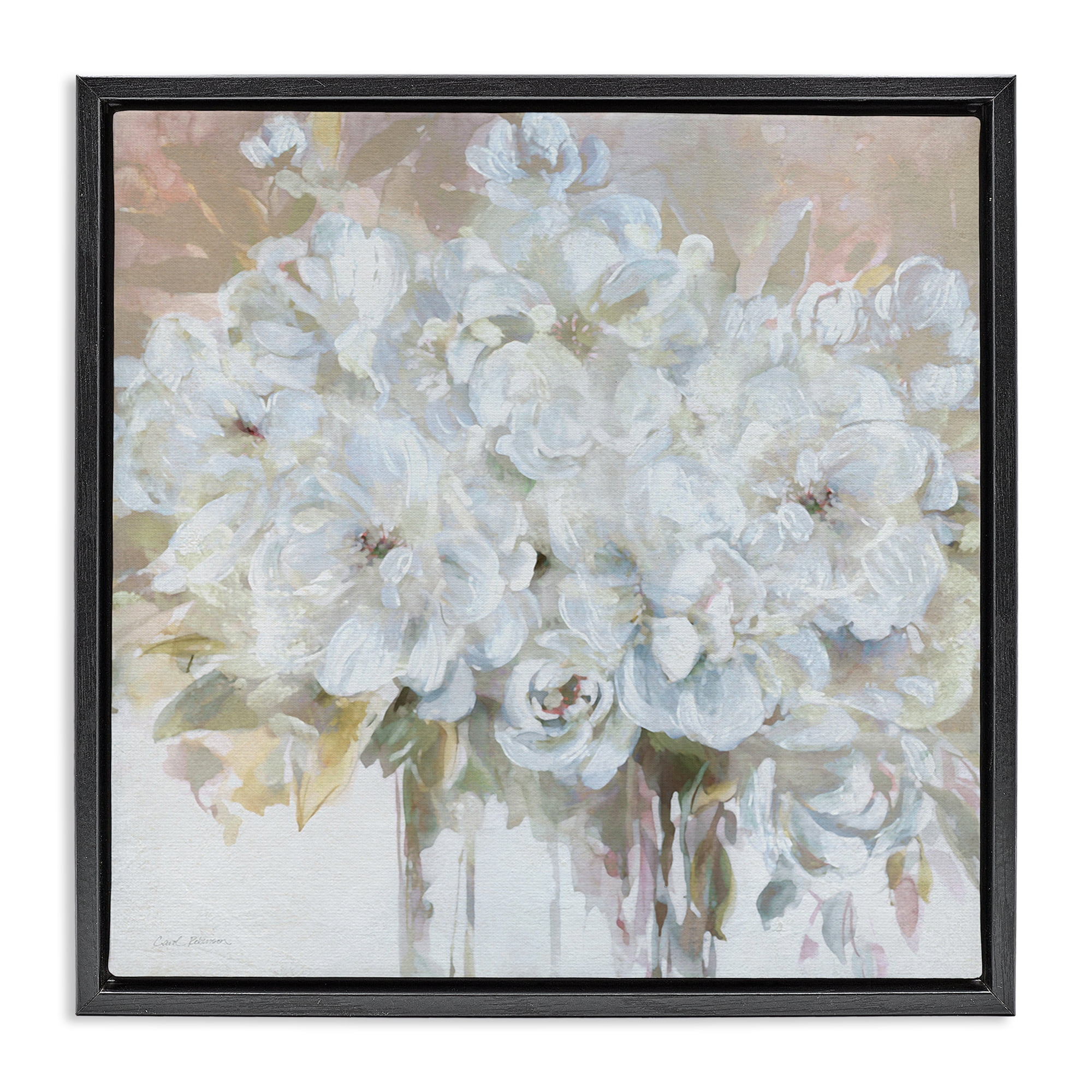 Stupell Industries Soft White Bouquet Serenity Black Framed Floater Canvas Wall Art, design by Carol Robinson