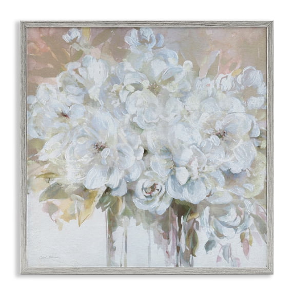 Stupell Industries Farmhouse Soft White Bouquet Serenity Gray Framed Giclee Art, 12 x 12, by Carol Robinson
