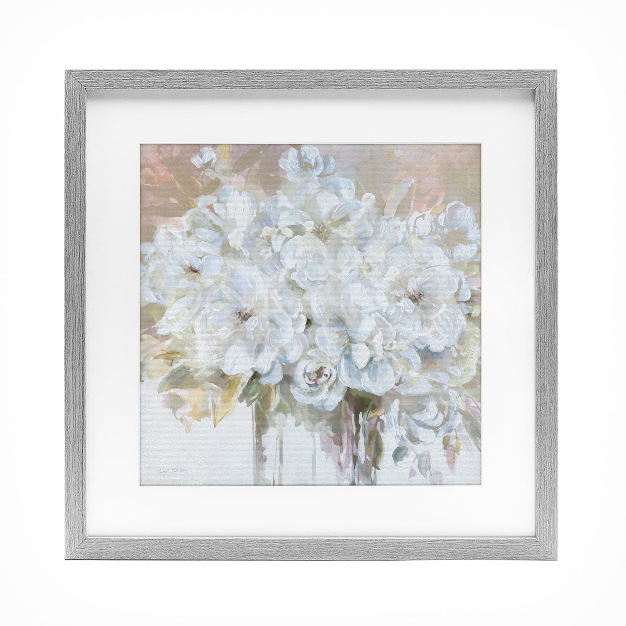 Stupell Industries Soft White Bouquet Serenity Gray Framed Print Under Glass, design by Carol Robinson