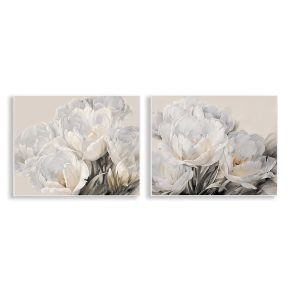 Stupell Industries Soft White Budding Roses Floral Painting Unframed Art Print Wall Art, 14 x 11, Set of 2