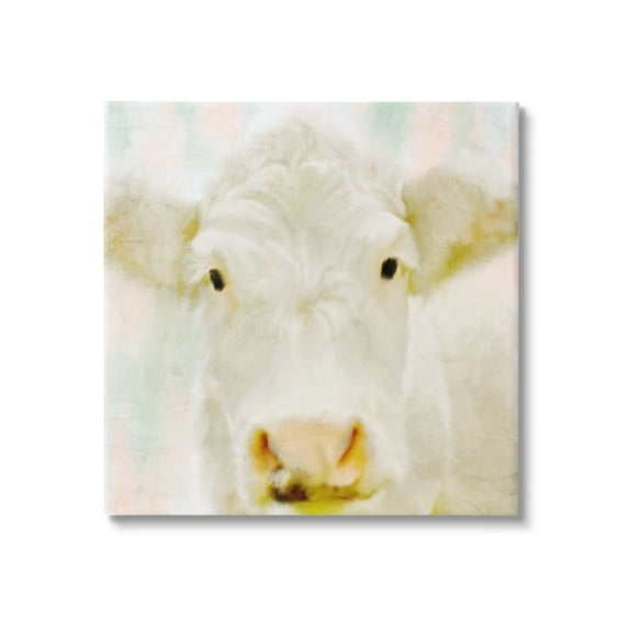 Stupell Industries Soft White Cow Cattle Face Closeup Layered Background , 30 x 30, Design by Kim Allen
