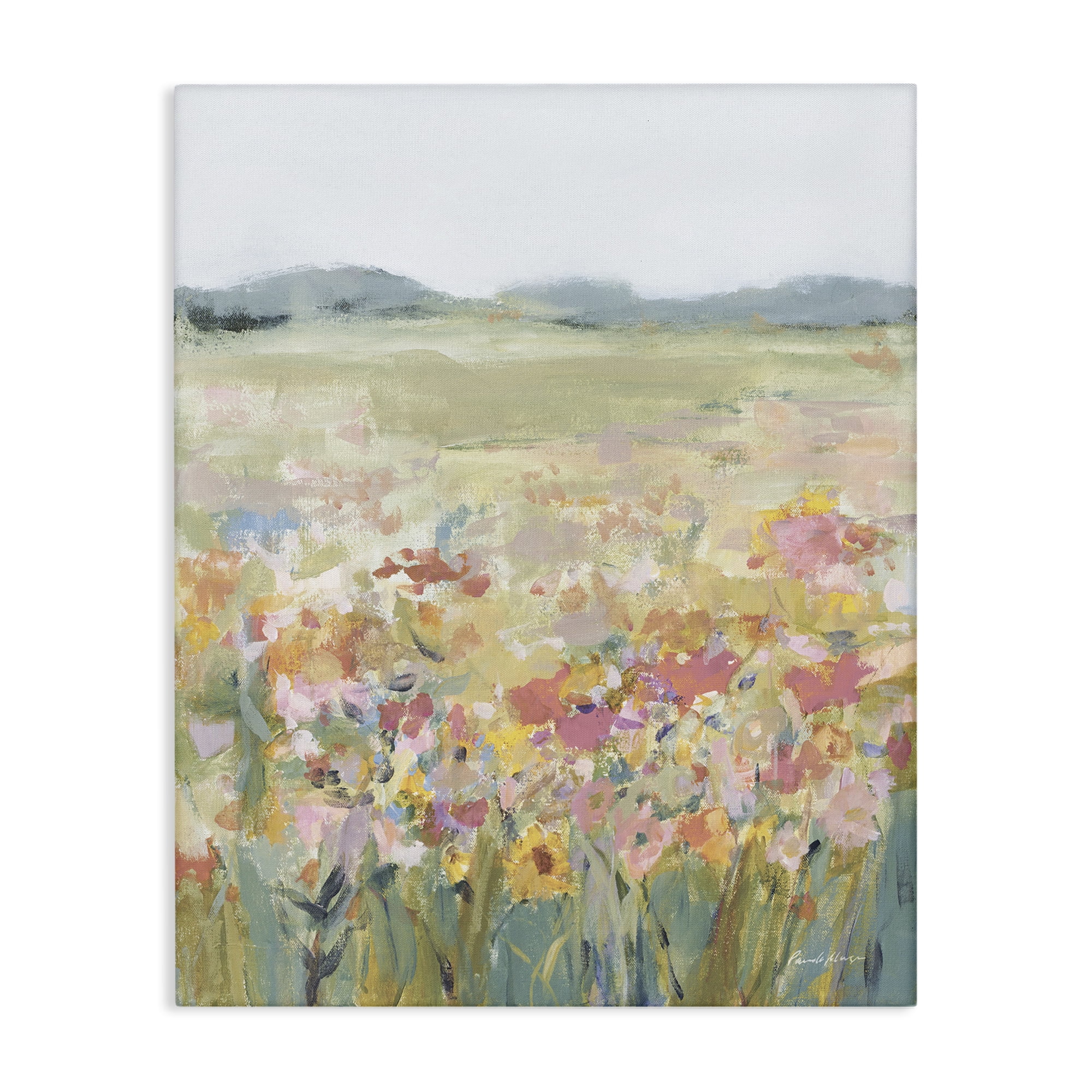 Stupell Industries Soft Wildflower Meadow Landscape Painting Gallery Wrapped Canvas Art Print Wall Art, 24 x 30