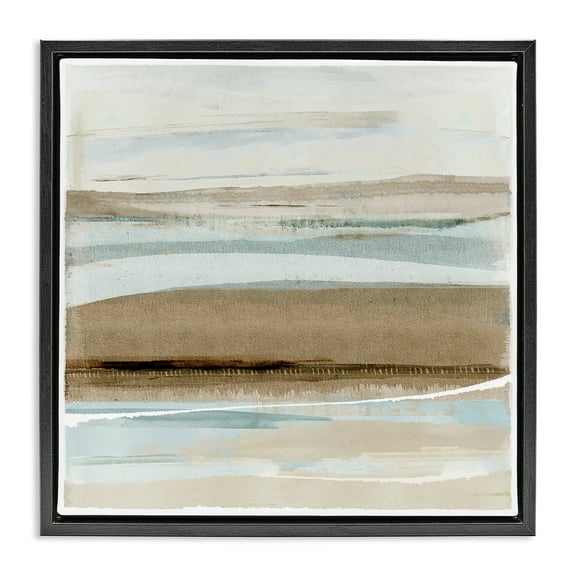Stupell Industries Soft Winter Sands Abstract Painting Black Floater Framed Canvas Art Print Wall Art, 18 x 18