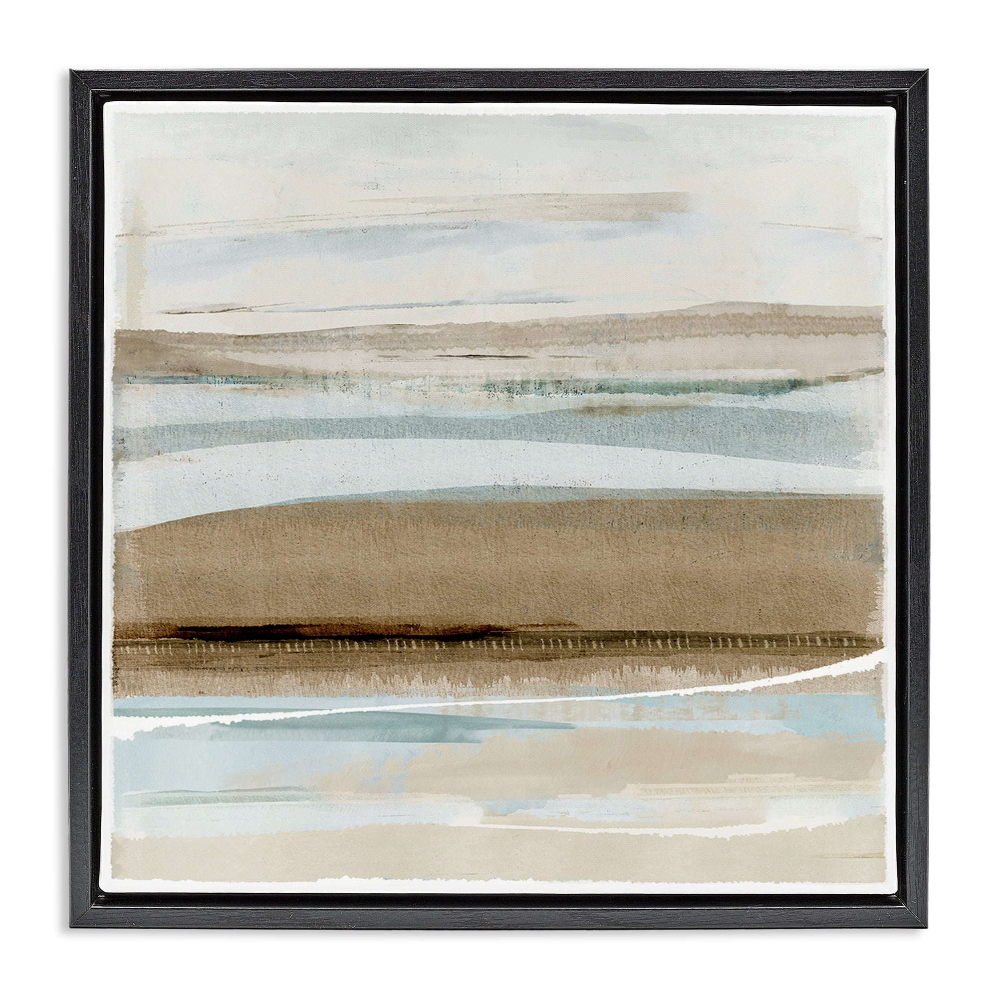 Stupell Industries Soft Winter Sands Abstract Painting Black Floater Framed Canvas Art Print Wall Art, 25 x 25
