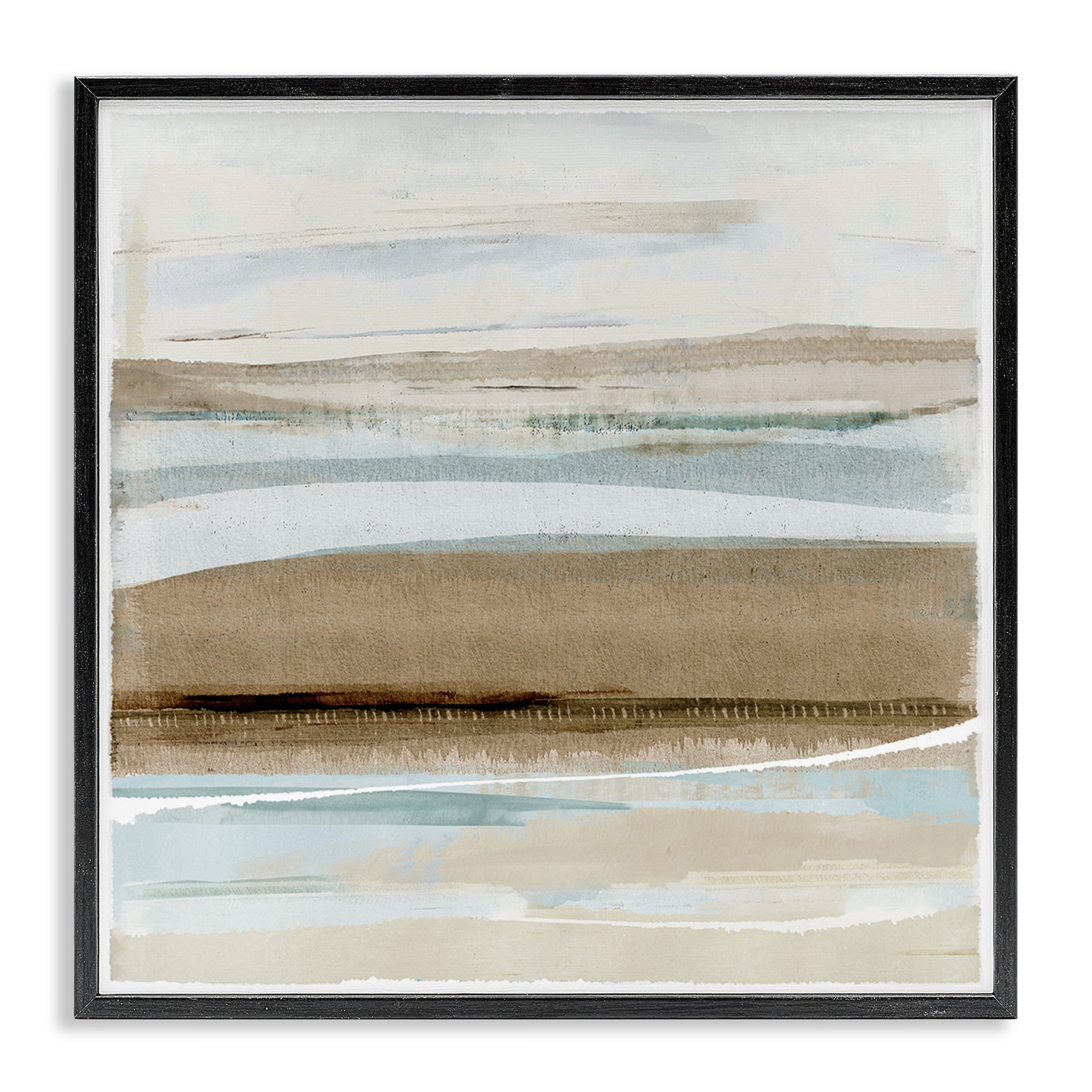 Stupell Industries Soft Winter Sands Abstract Painting Black Framed Art Print Wall Art, 12 x 12