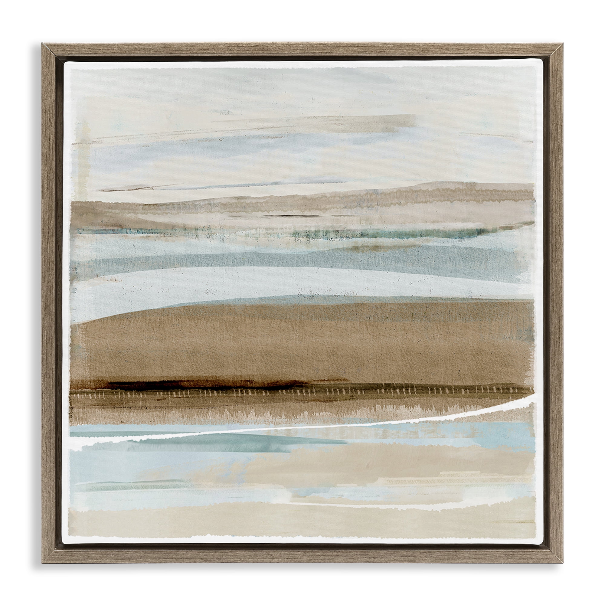 Stupell Industries Soft Winter Sands Abstract Painting Brown Floater Framed Canvas Art Print Wall Art, 18 x 18