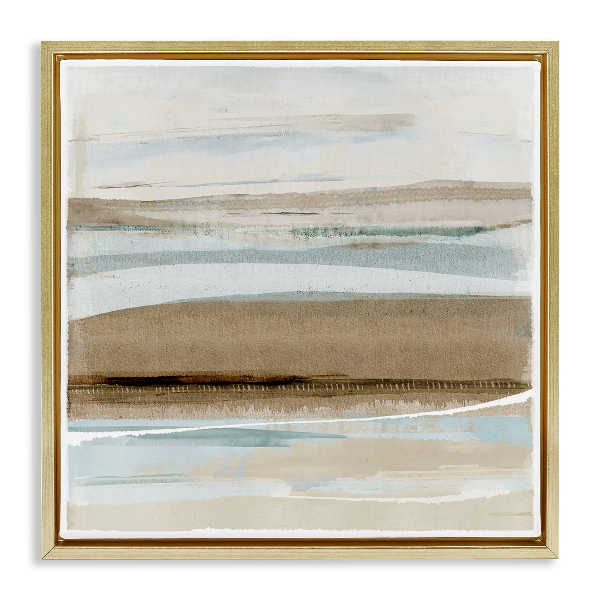 Stupell Industries Soft Winter Sands Abstract Painting Gold Floater Framed Canvas Art Print Wall Art, 18 x 18