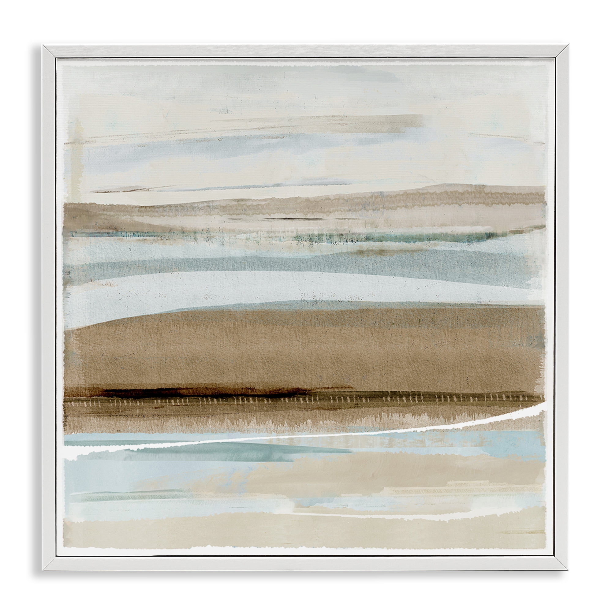 Stupell Industries Soft Winter Sands Abstract Painting White Framed Art Print Wall Art, 17 x 17