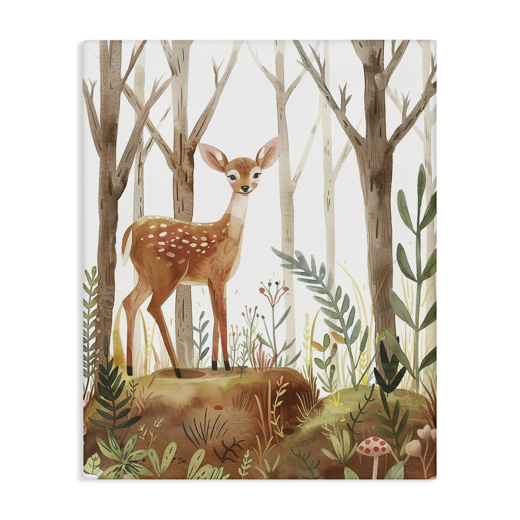 Stupell Industries Soft Woodland Deer Landscape & Nature Painting Wrapped Canvas Art Print Wall Art, 24 x 30