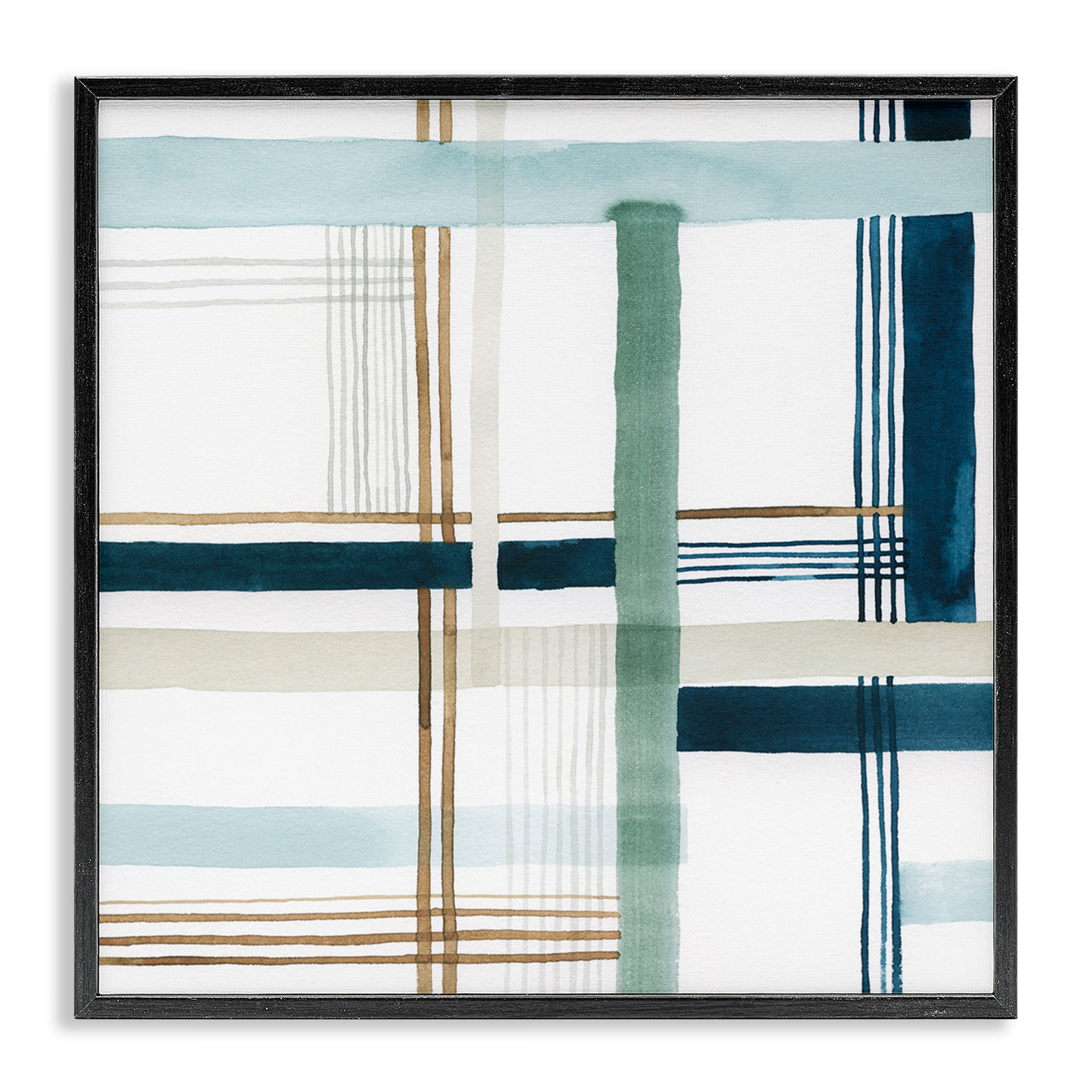 Stupell Industries Soft Woven Pattern Abstract Painting Black Framed Art Print Wall Art, 24 x 24