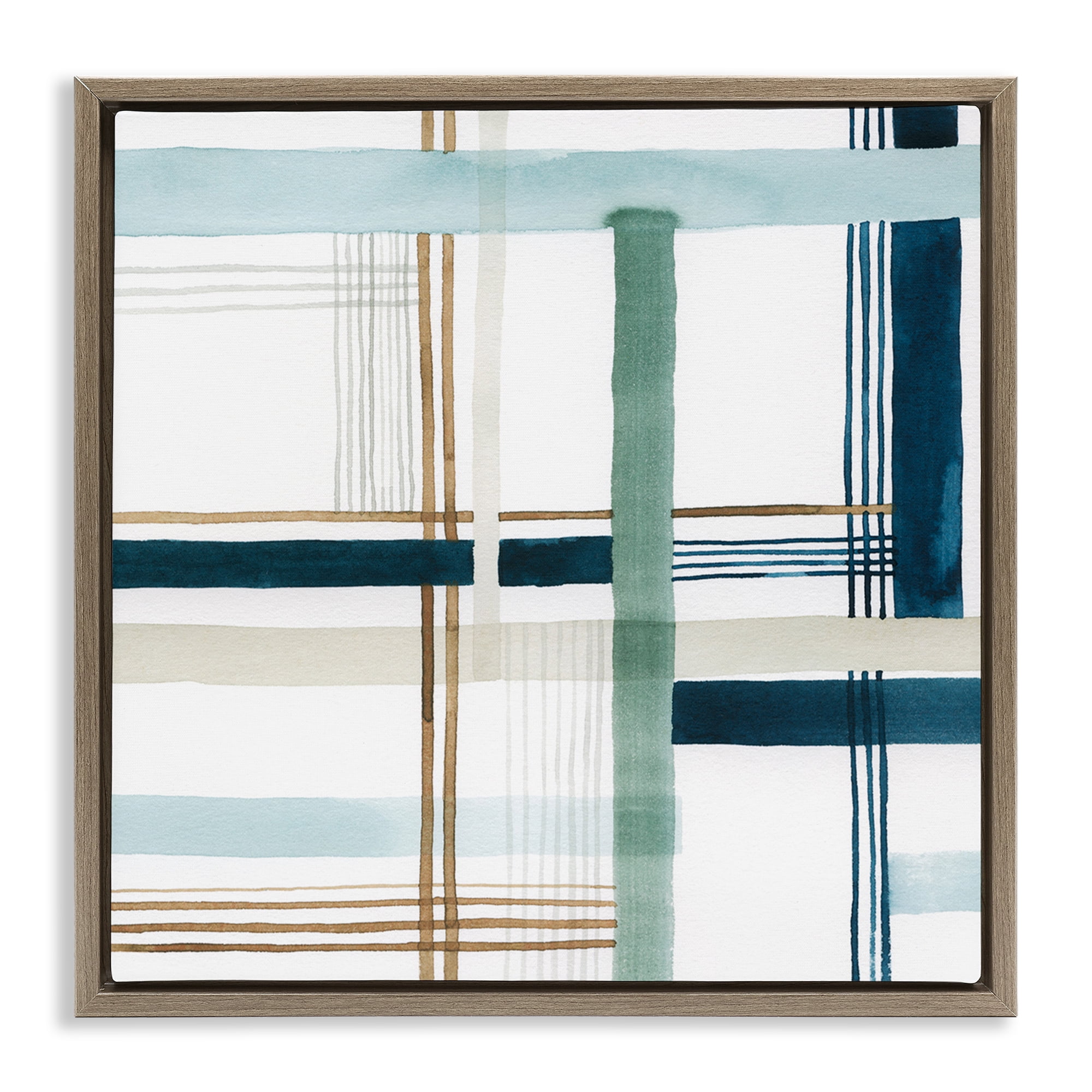 Stupell Industries Soft Woven Pattern Abstract Painting Brown Floater Framed Canvas Art Print Wall Art, 18 x 18