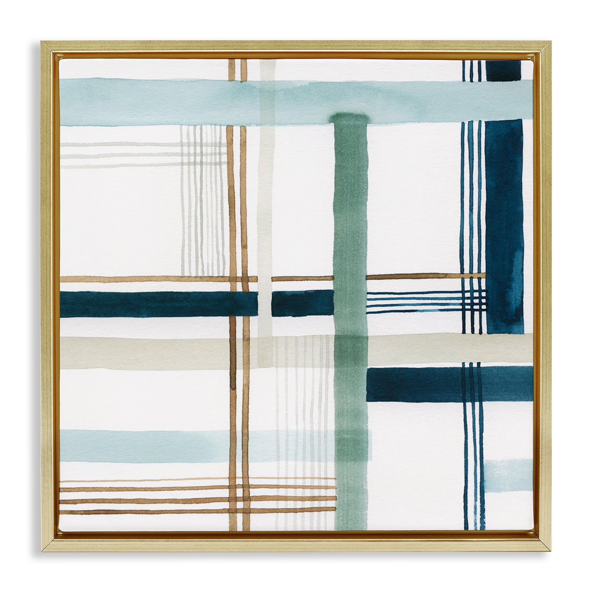 Stupell Industries Soft Woven Pattern Abstract Painting Gold Floater Framed Canvas Art Print Wall Art, 18 x 18