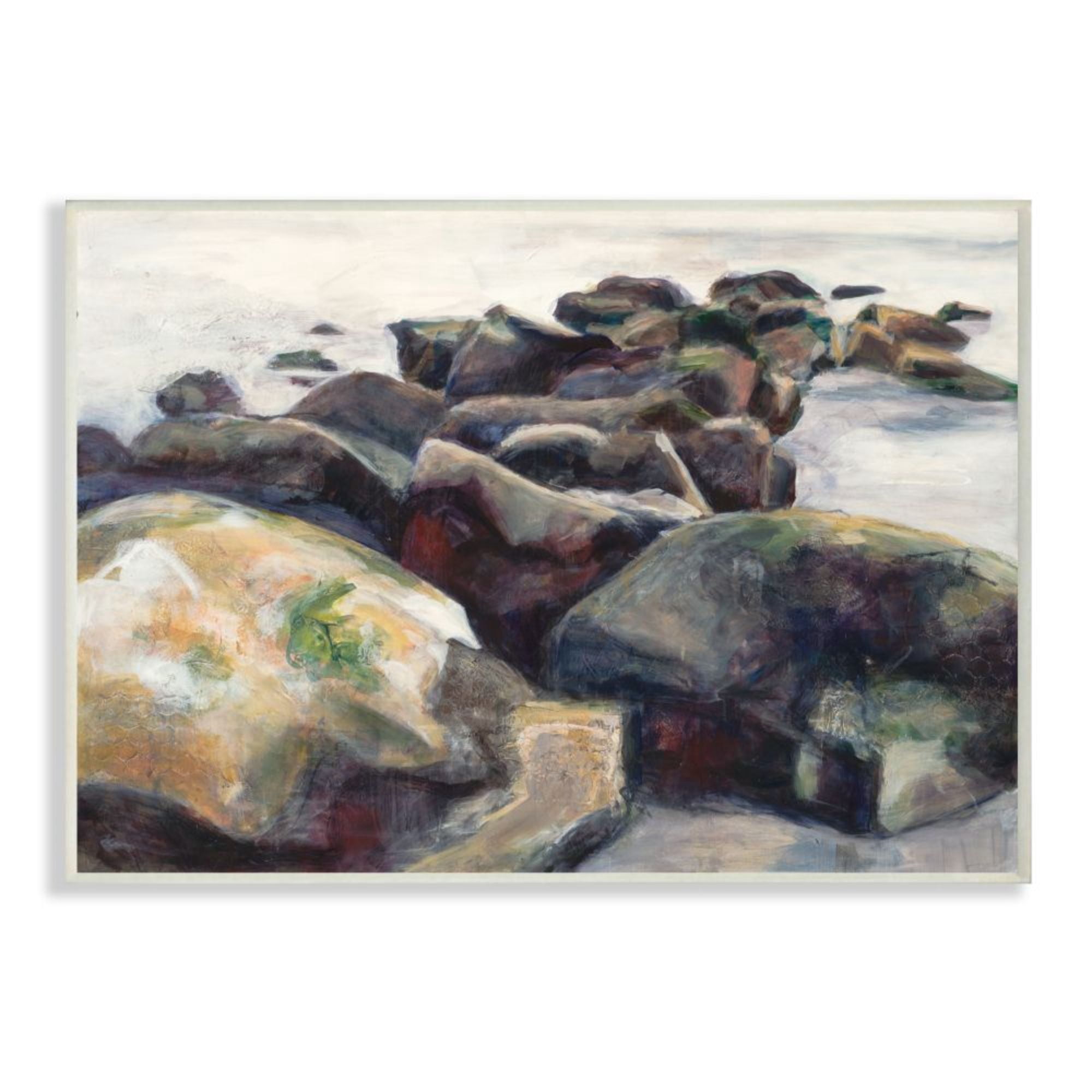 Stupell Industries Softened Beach Rocks Nautical Coast Line Design by Third and Wall