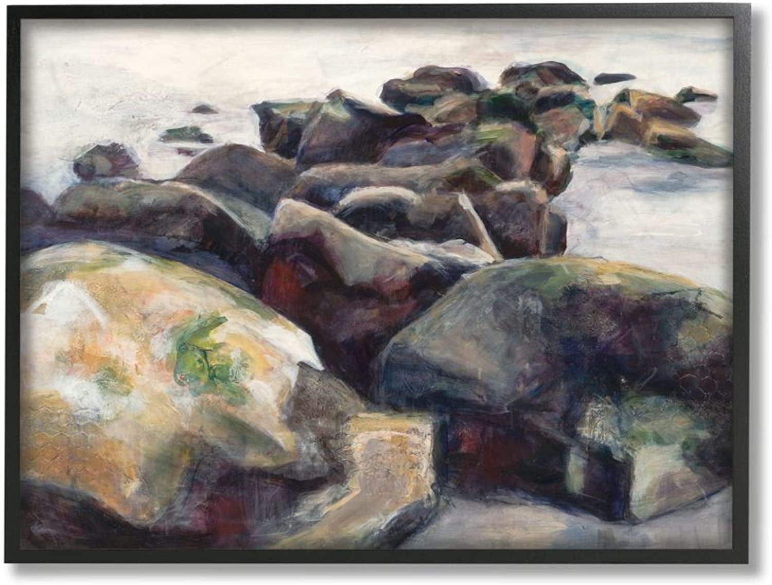 Stupell Industries Softened Beach Rocks Nautical Coast Line Design by Third and Wall