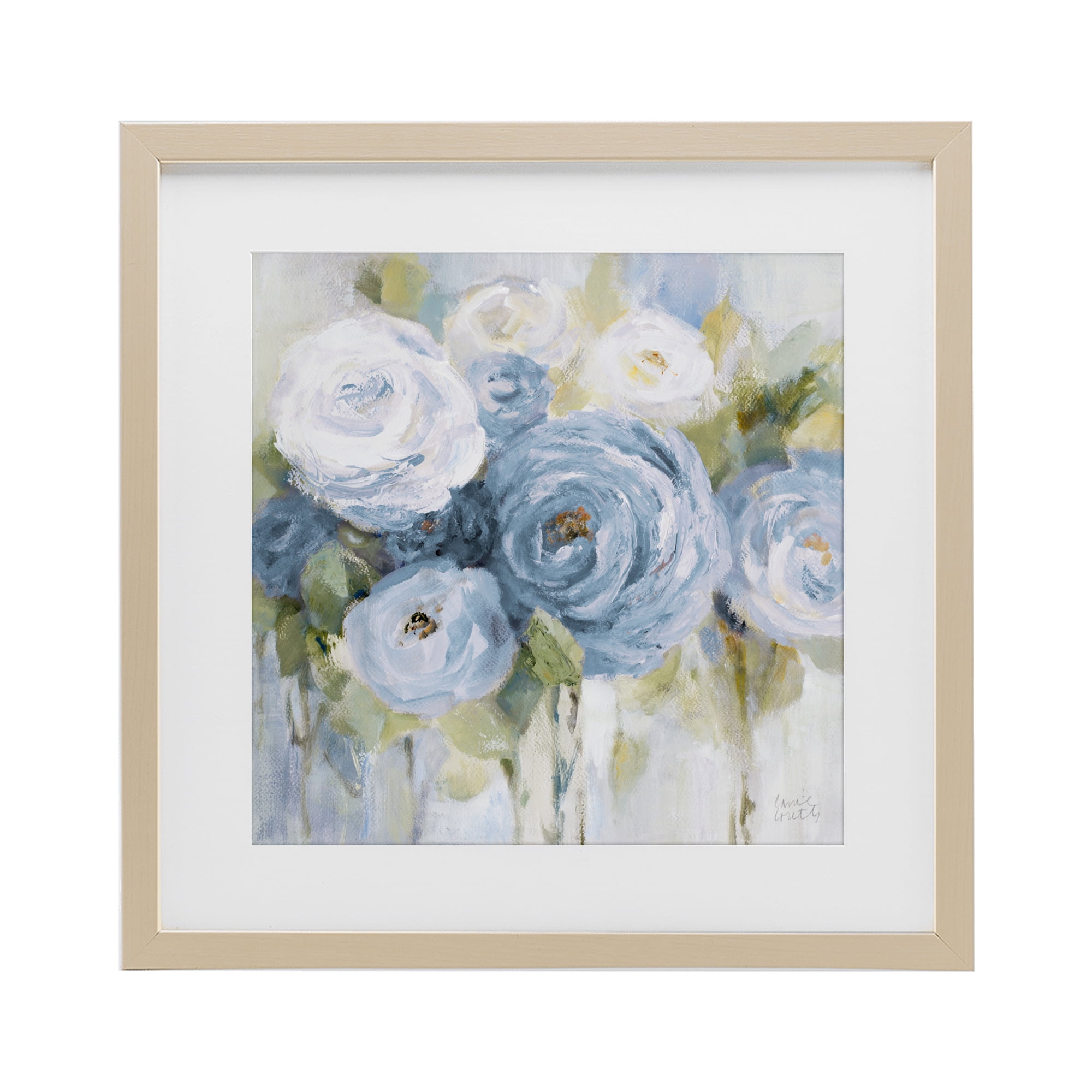 Stupell Industries Softly Blooming In Blues Birch Framed Print Under Glass, design by Lanie Loreth