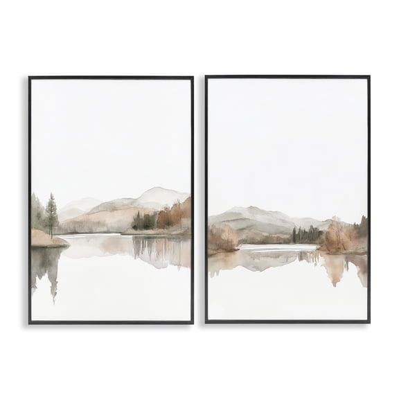 Stupell Industries Softly Flowing Landscape 2 Piece Black Framed Giclee Art Set design by Mona Grace, 24 x 16