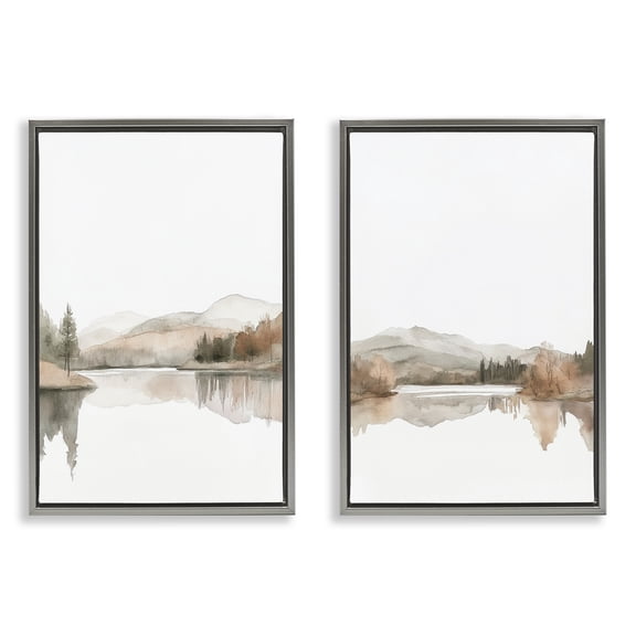 Stupell Industries Rustic Lodge Softly Flowing Landscape Gray 2pc Floating Frame Art Set, 17 x 25 each, by Mona Grace